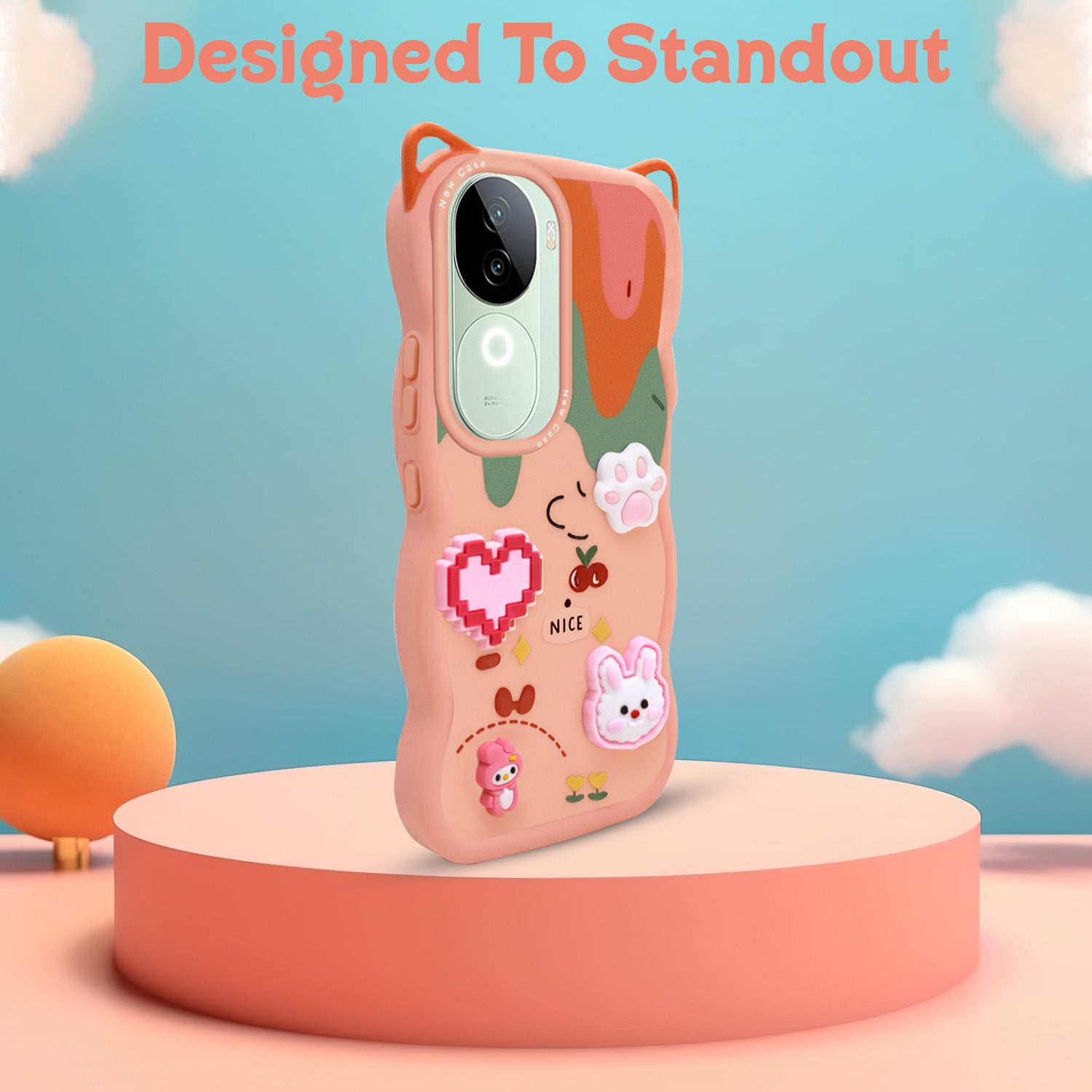 For Vivo iQOO Z9s Back Case Cover Strap (3D embossed Figures | Strap Holder | 360* Soft Cushion with Camera Bump)