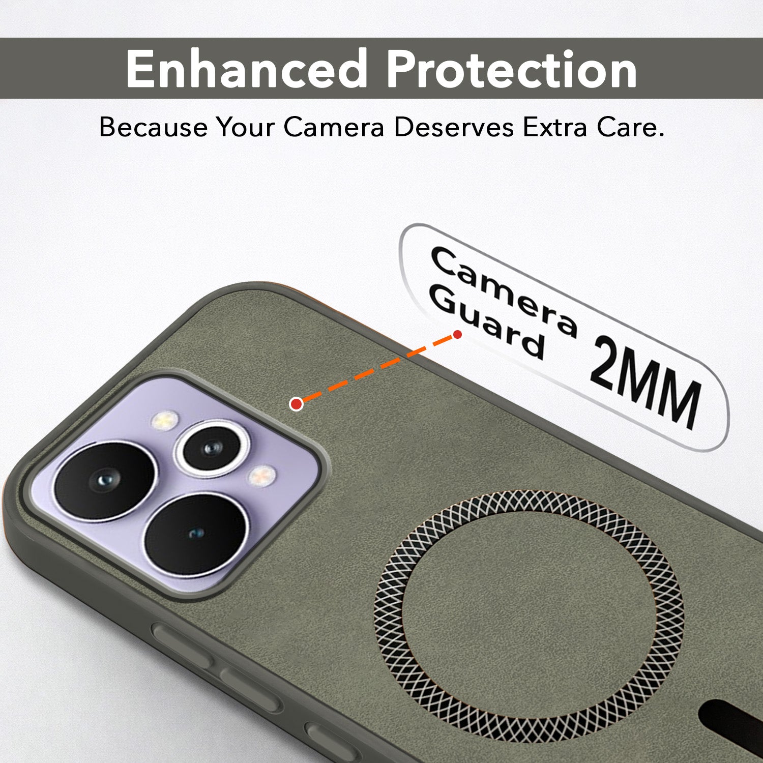 For Realme 15 Pro Back Cover Case Leather Finish (MagSafe Compatible Wireless Charging | Soft Touch | Camera Bump Protection)