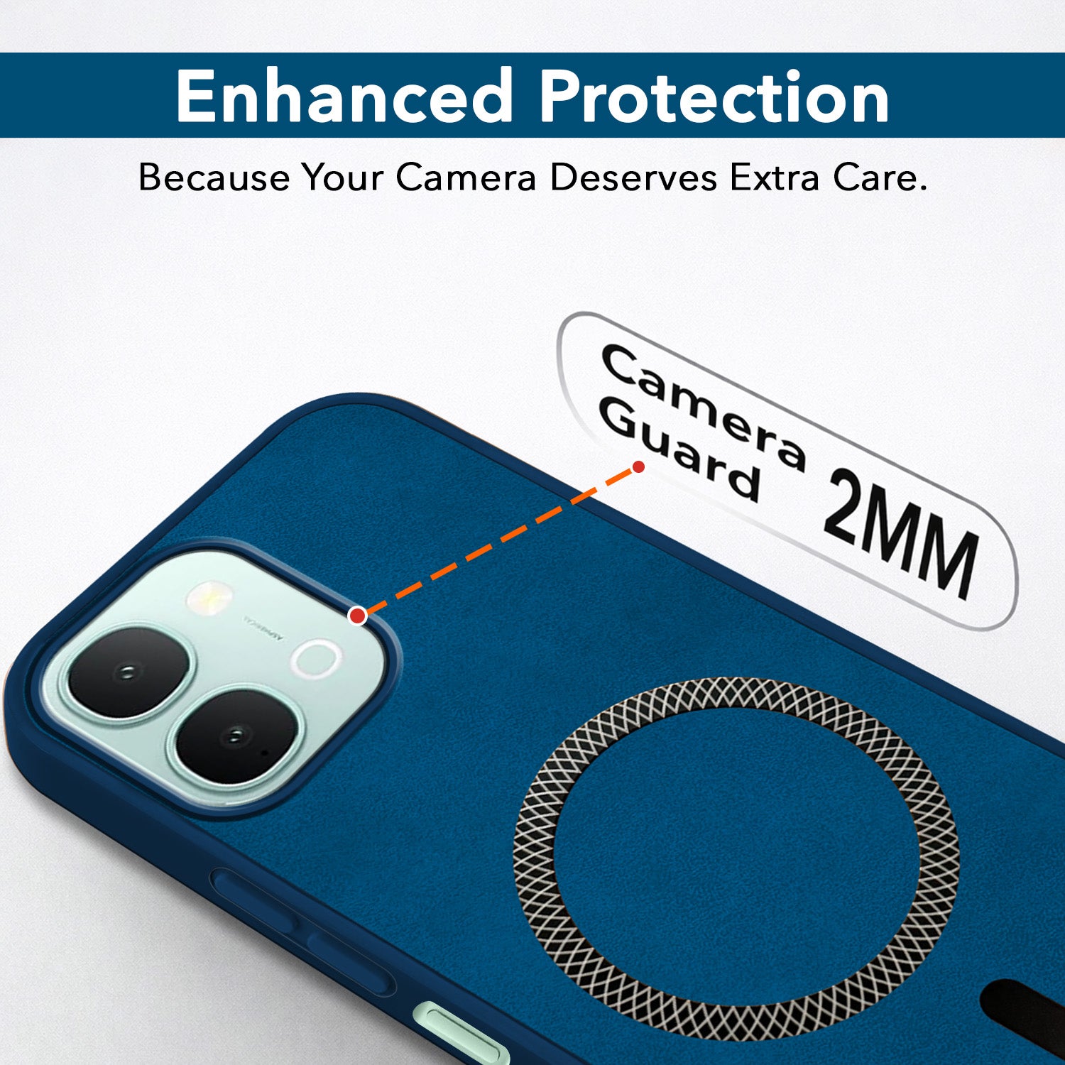 For Vivo iQOO Z11x 5G Back Cover Case Leather Finish (MagSafe Compatible Wireless Charging | Soft Touch | Camera Bump Protection)