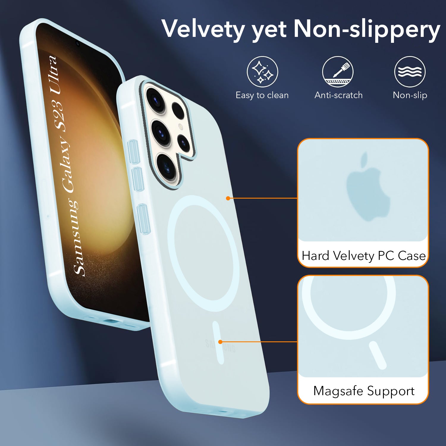 For Samsung Galaxy S23 Ultra Back Cover Case (Frosted Matte Feel | MagSafe Compatible Wireless Charging | Polycarbonate Material)