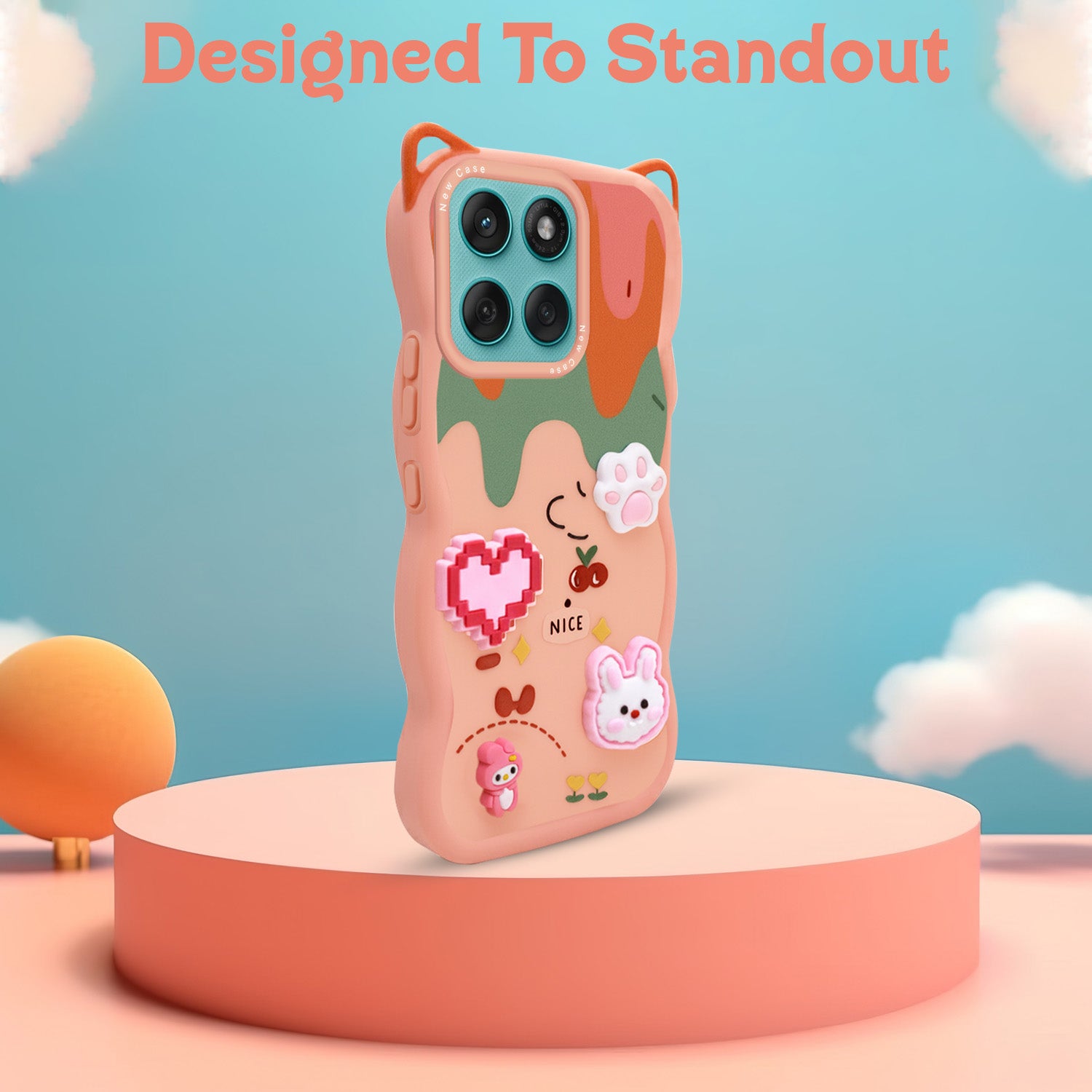 For Motorola Moto Edge 60 Fusion Back Case Cover Strap (3D embossed Figures | Strap Holder | 360* Soft Cushion with Camera Bump)