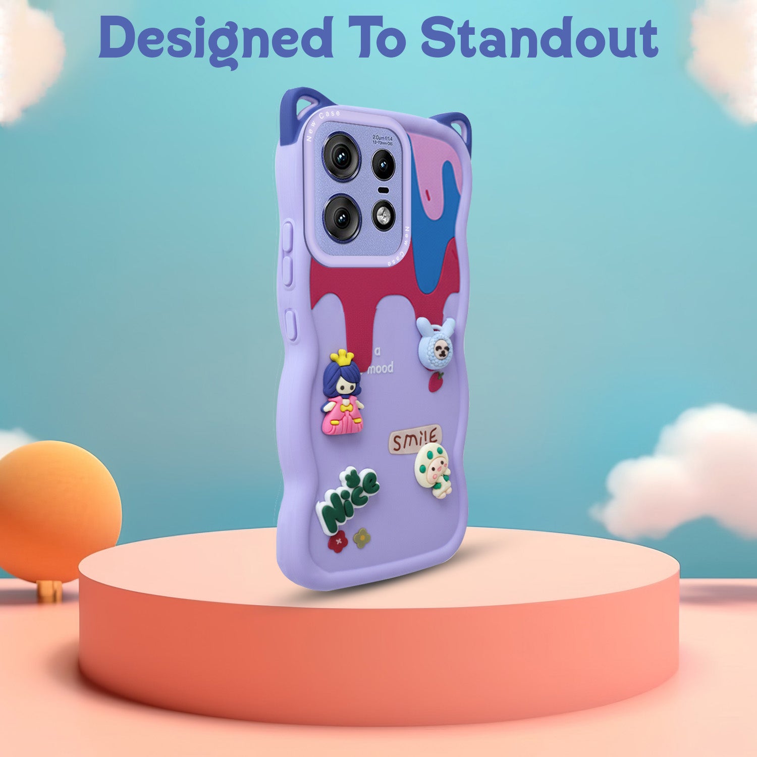 For Motorola Moto Edge 50 Pro Back Case Cover Strap (3D embossed Figures | Strap Holder | 360* Soft Cushion with Camera Bump)