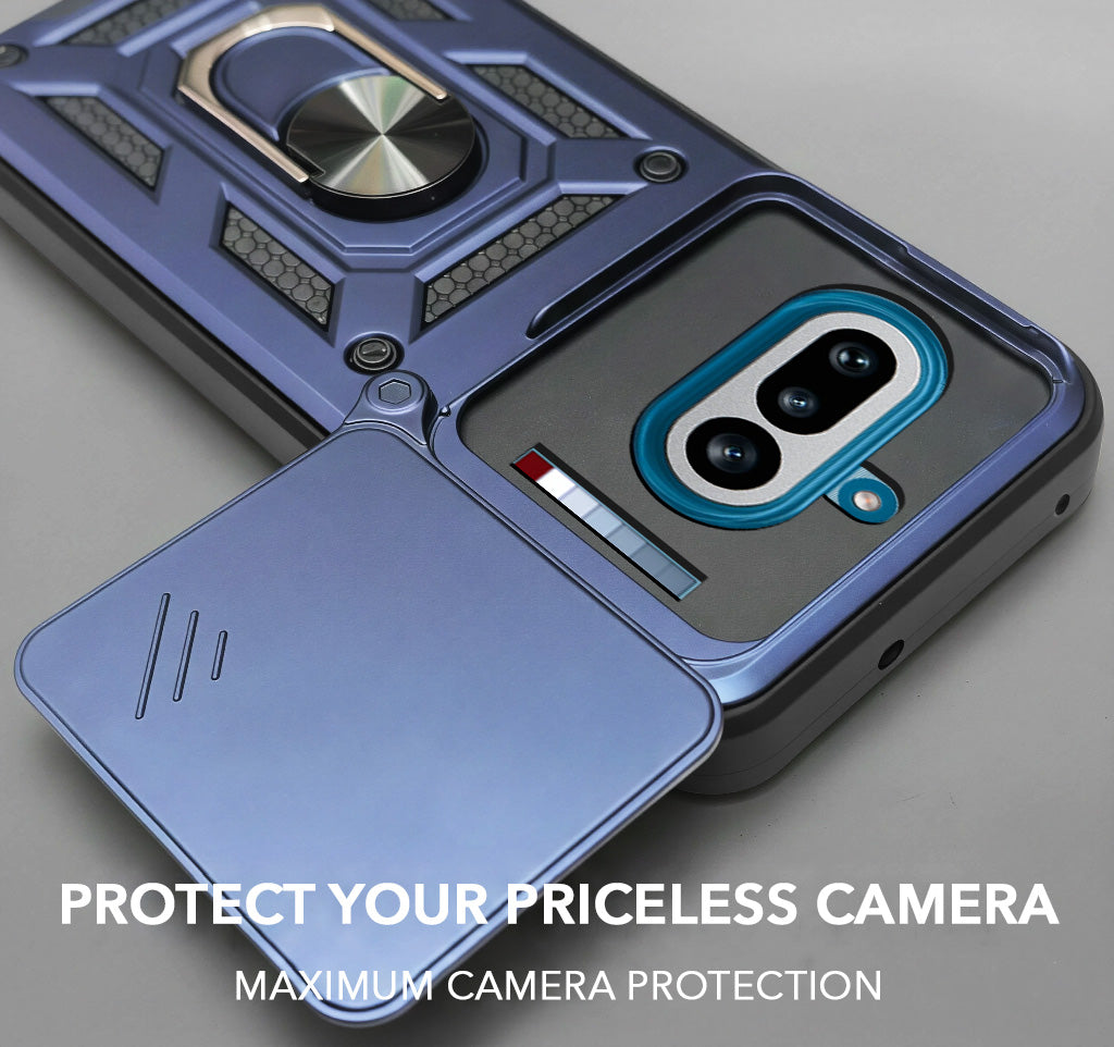 For Nothing Phone 4A 5G Back Cover Case Hybrid Armor (Sliding Shutter Camera Protection | Polycarbonate |Ring Holder Kickstand)