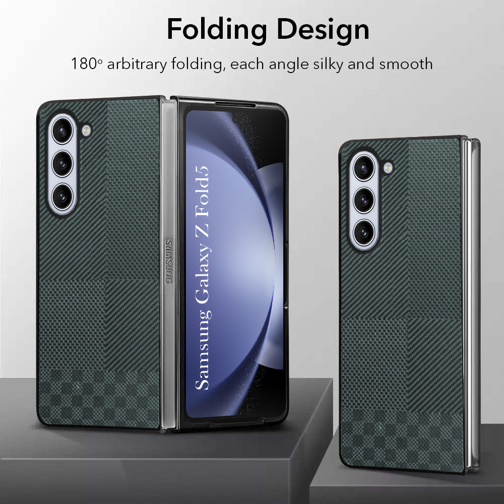 For Samsung Galaxy Z Fold 5 5G Back Flip Case Cover (Craft Printed Design | Hybrid Texture | Inside Microfiber Cloth)