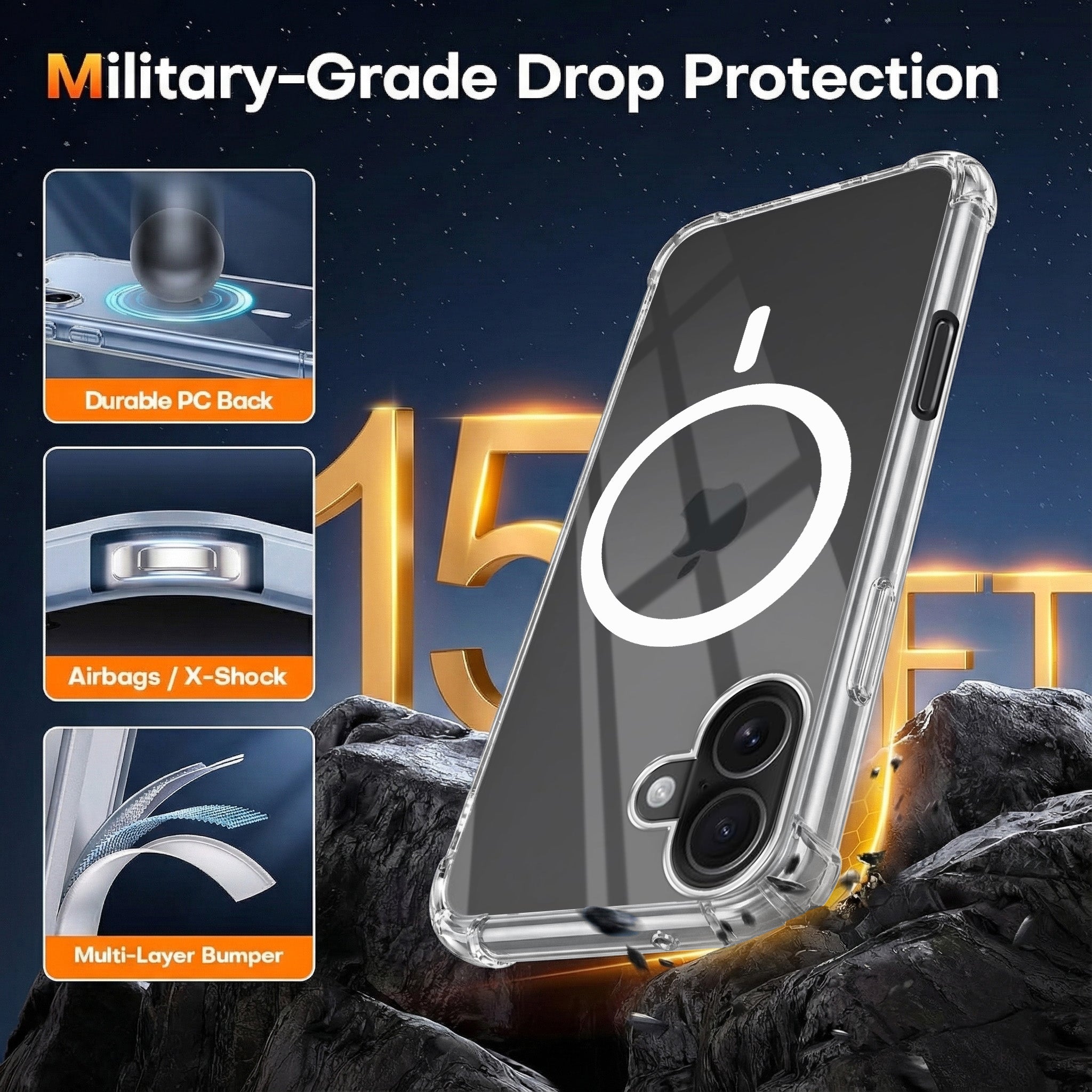 For Apple iPhone 16 Plus Back Cover Shockproof Crystal-Clear (Magsafe Wireless Support | Drop & Camera Protection | Hard Polycarbonate)