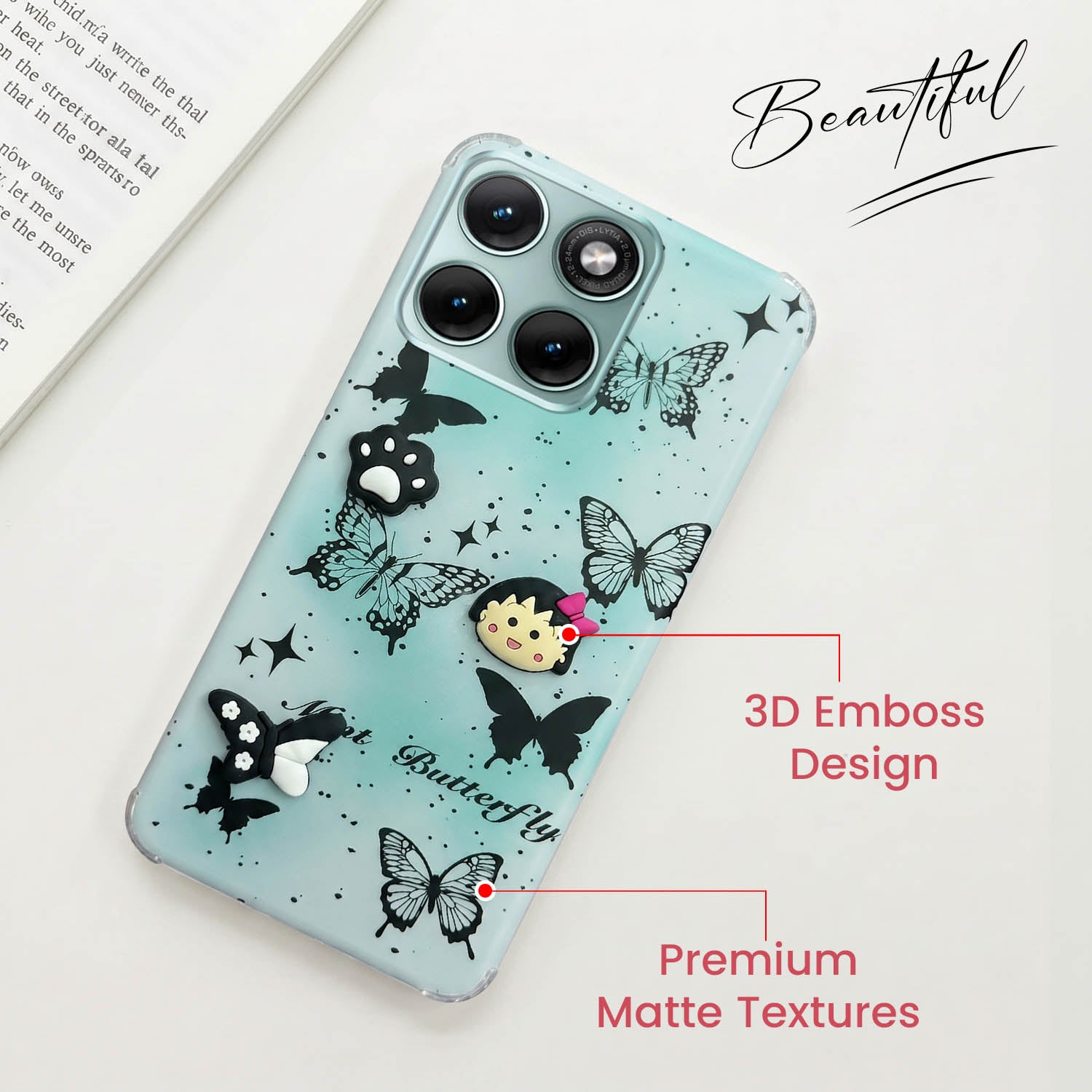 For Motorola Moto Edge 70 Fusion Back Cover Case (3D Cute Cartoons | Hard Back Side Soft | Matte Premium Finish | HD Printing)