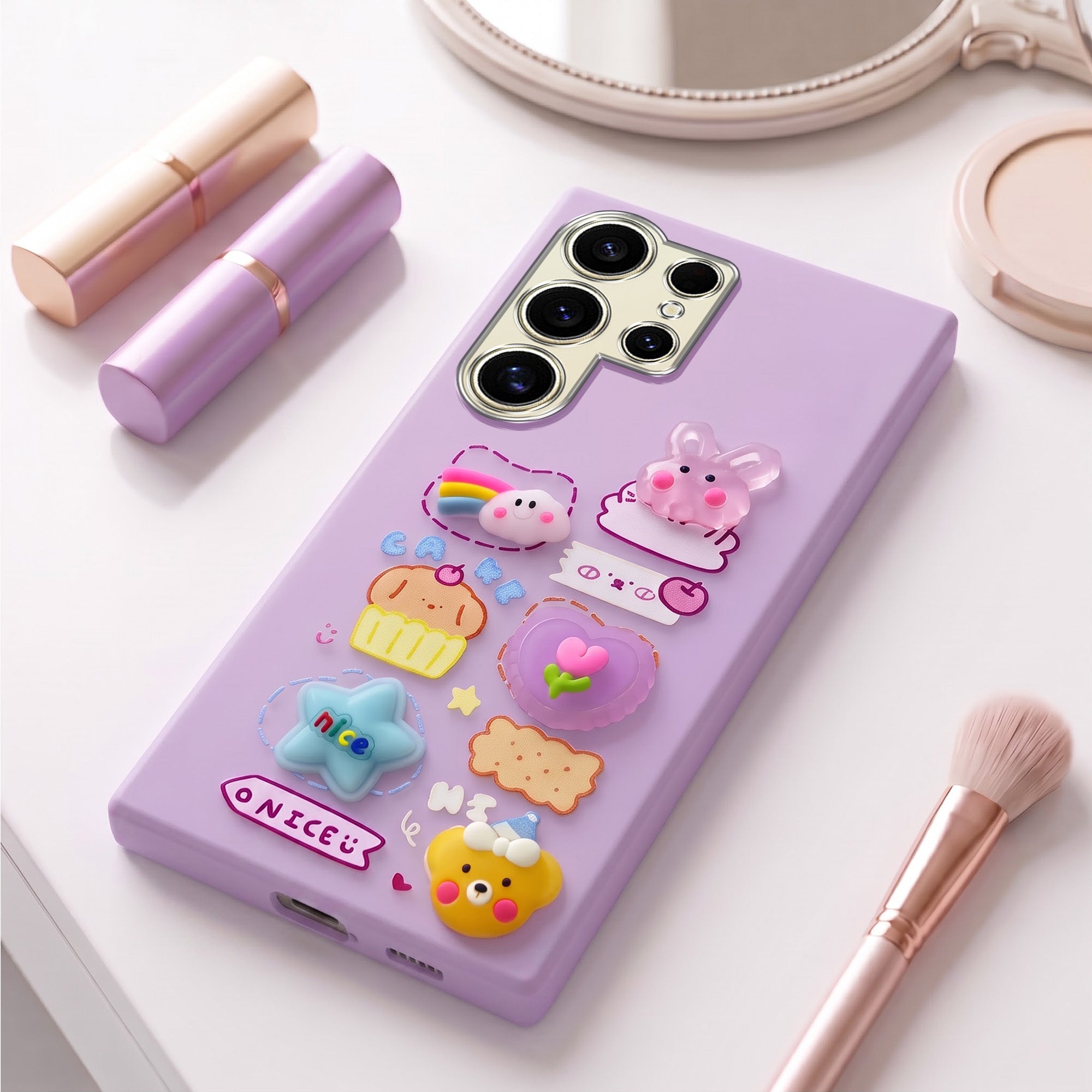 For Samsung Galaxy S24 Ultra Back Cover Case (3D Cute Cartoons | Hard Back Side Soft | Matte Premium Finish | HD Printing)