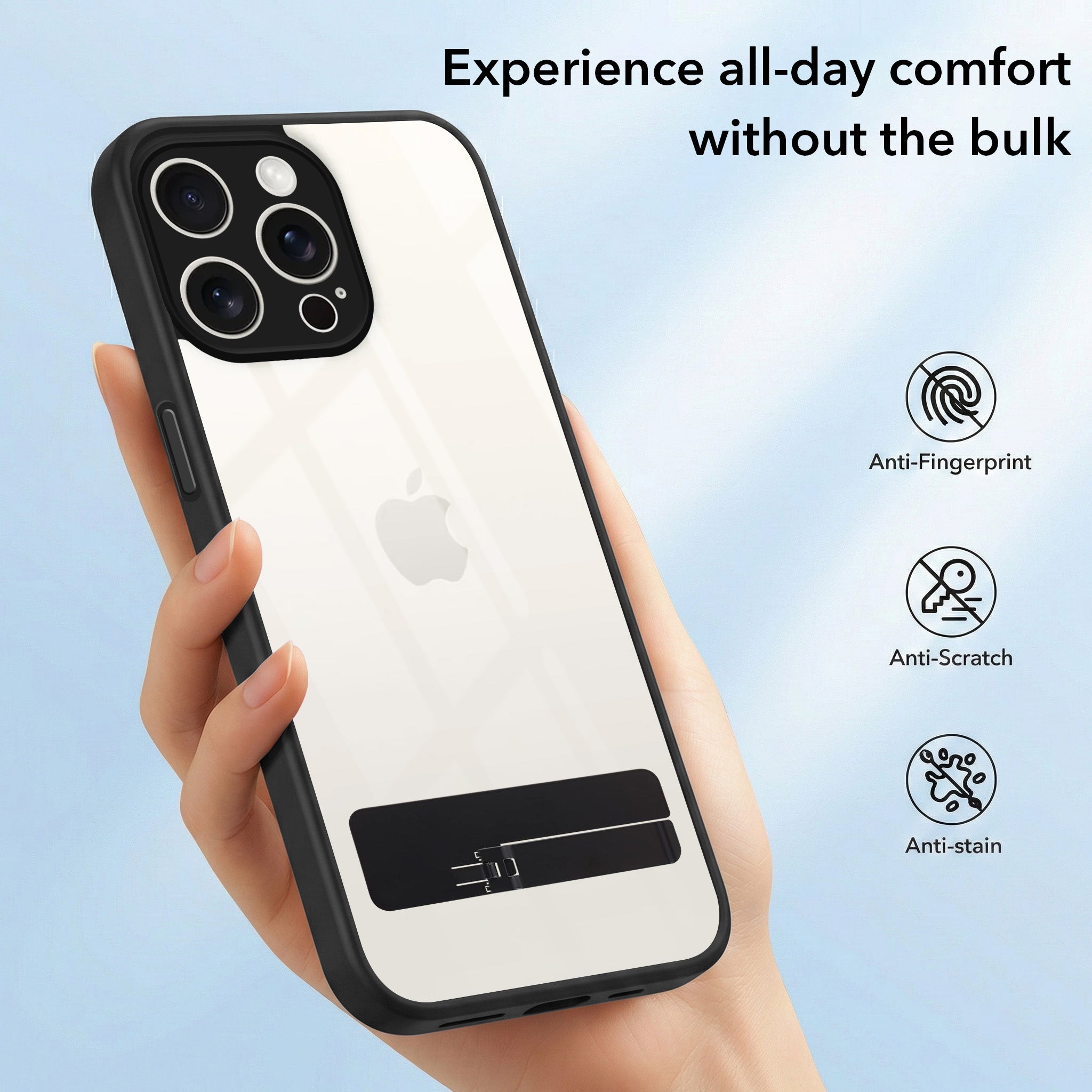 For Apple iPhone 15 Pro Max Back Cover Case (Built-in Stand | Lifetime Anti Yellow | Kickstand Shockproof | Camera Protection | MagSafe Compatible)