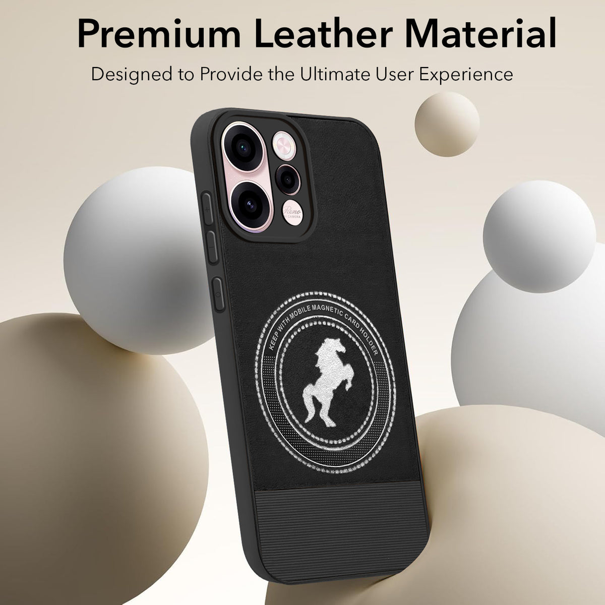 For Oppo Reno 15c Back Cover Case PU Leather Finish (Professional Minimalist Texture | MagSafe Compatile | Camera Protection | Sleek Sober Formal)