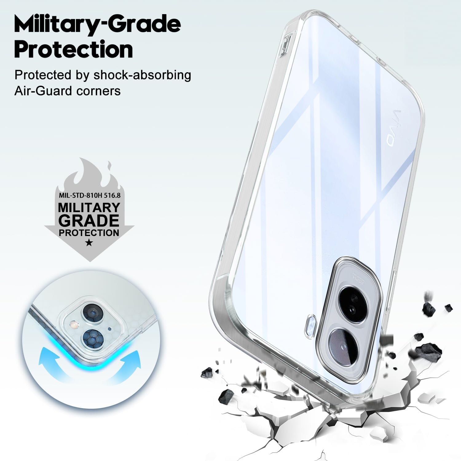 For Vivo T5 Pro 5G Back Cover Case Silicone (Clear Shockproof Case with Camera Protection | Soft and Flexible | Transparent)