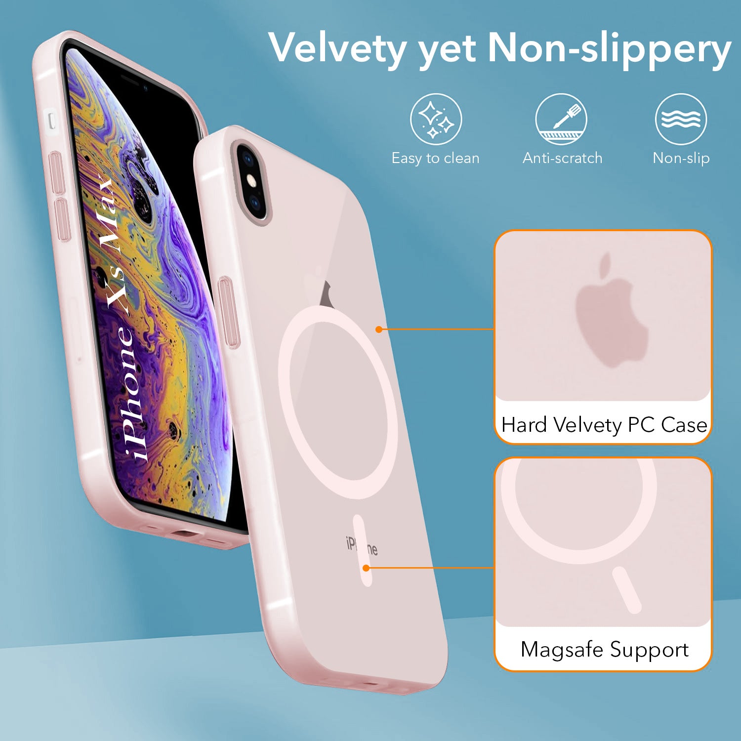 For Apple iPhone Xs Max Back Cover Case (Frosted Matte Feel | MagSafe Compatible Wireless Charging | Polycarbonate Material)