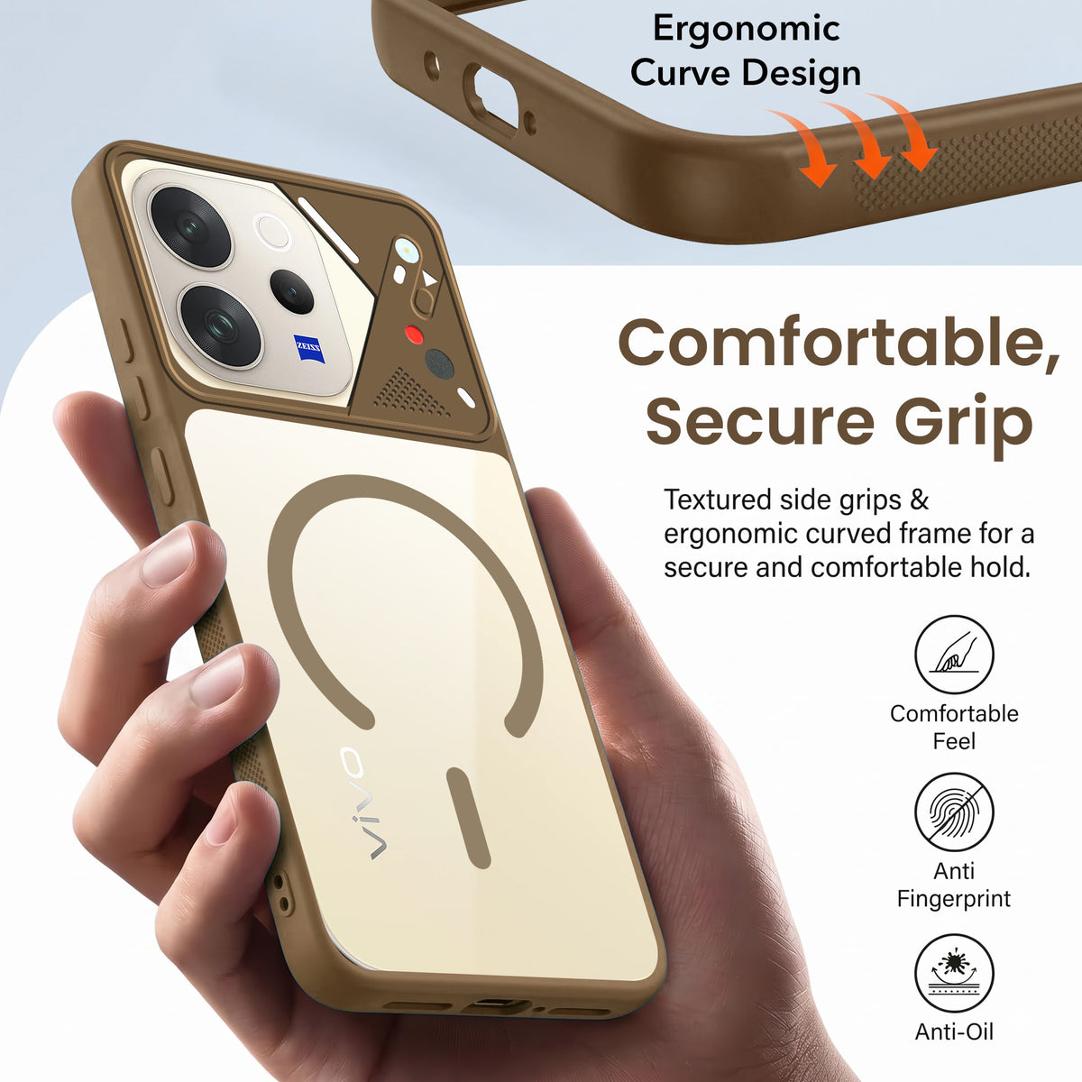 For Vivo V70 | Vivo V70 Elite 5G Back Cover Case Lifetime Anti-Yellow Clear (Camera Protection | Side Grip | Wireless MagSafe Compatible)