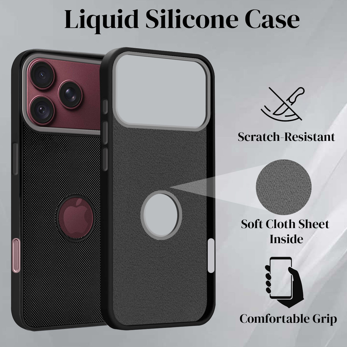 For Apple iPhone 18 Pro Max Back Cover Case Rubberised (Textured Grip Design| Micro-Fiber Cloth Inside | Slim and Light Weight | Soft Touch and Feel)