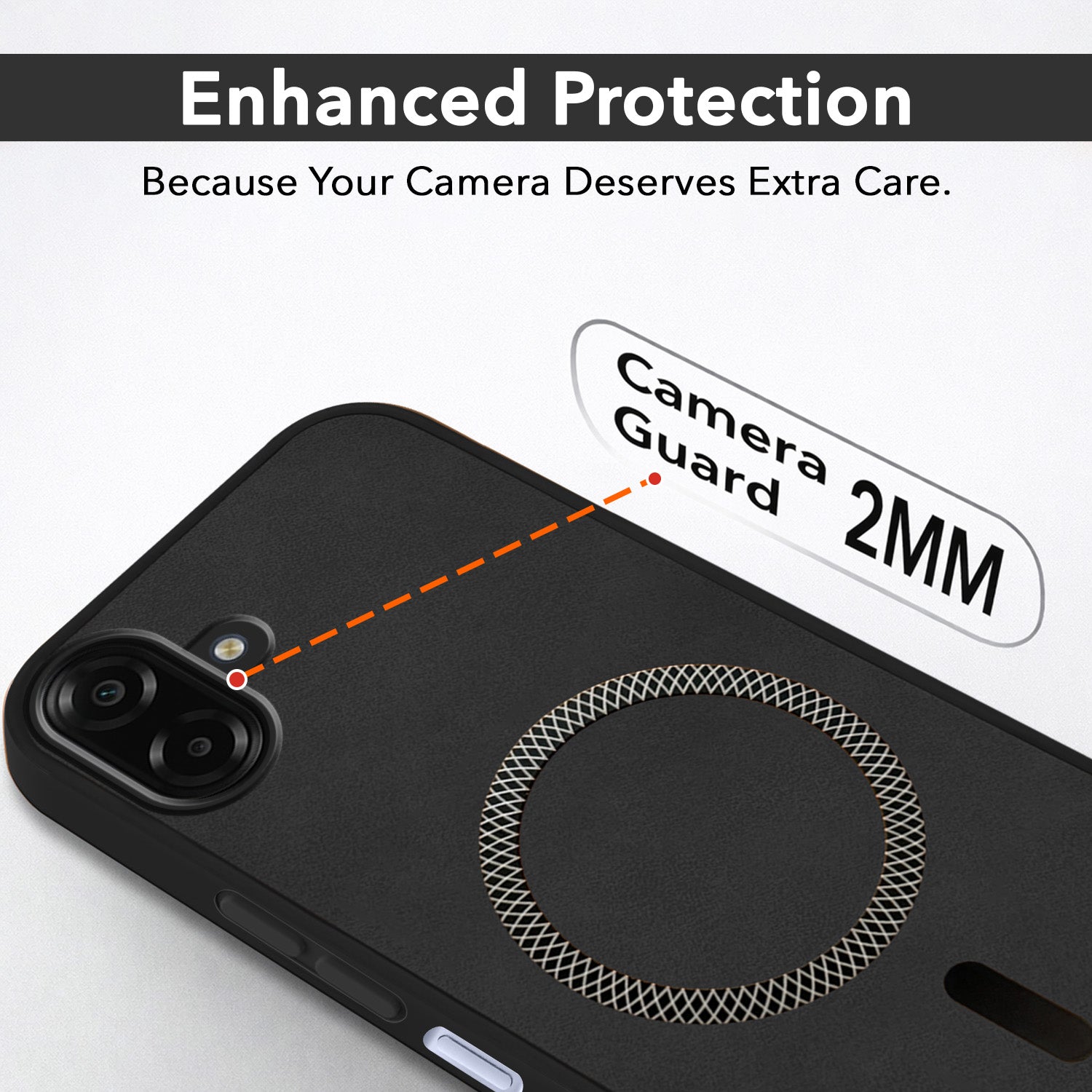 For Samsung Galaxy M07 | Samsung Galaxy F07 Back Cover Case Leather Finish (MagSafe Compatible Wireless Charging | Soft Touch | Camera Bump Protection)