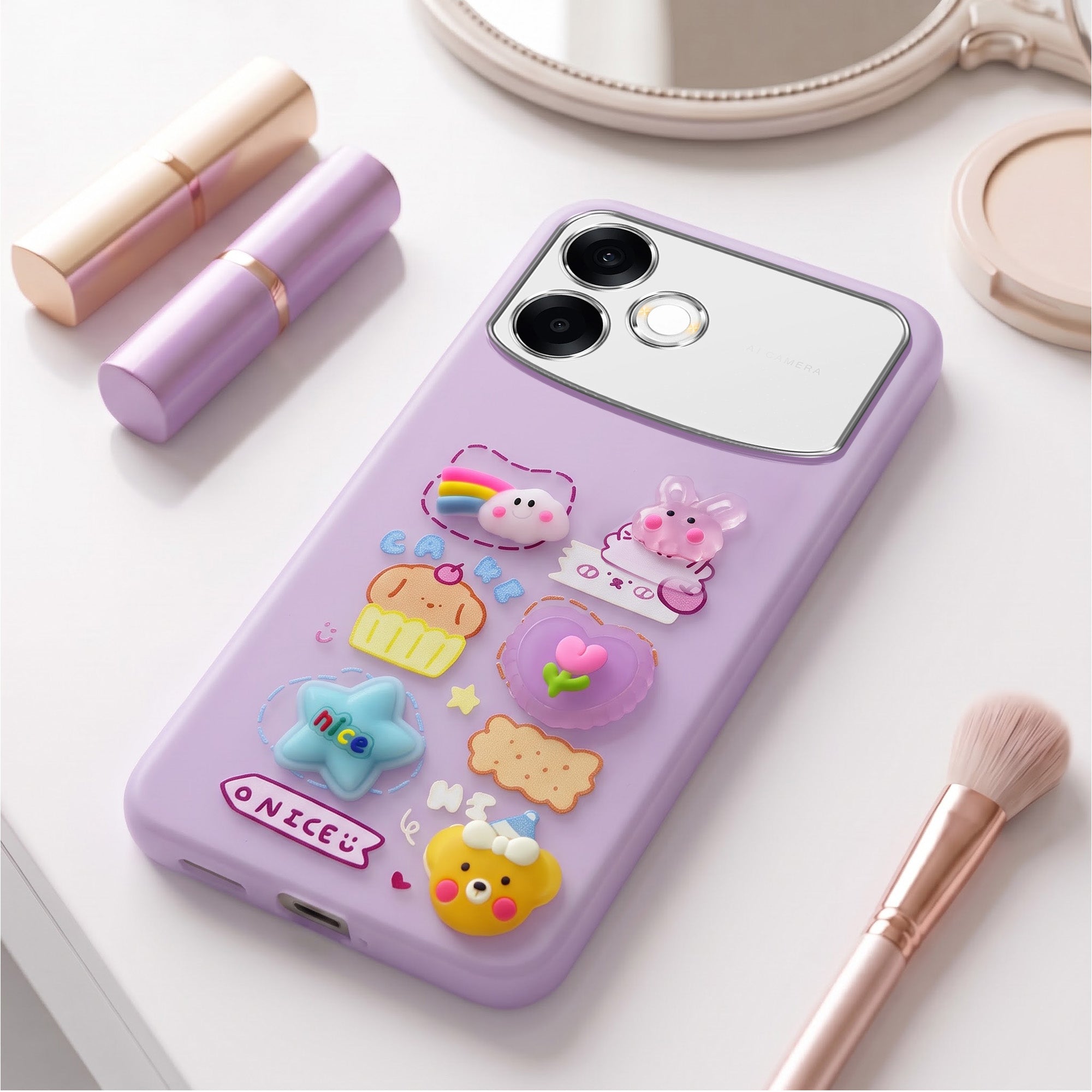 For Oppo F33 Pro 5G Back Cover Case (3D Cute Cartoons | Hard Back Side Soft | Matte Premium Finish | HD Printing)