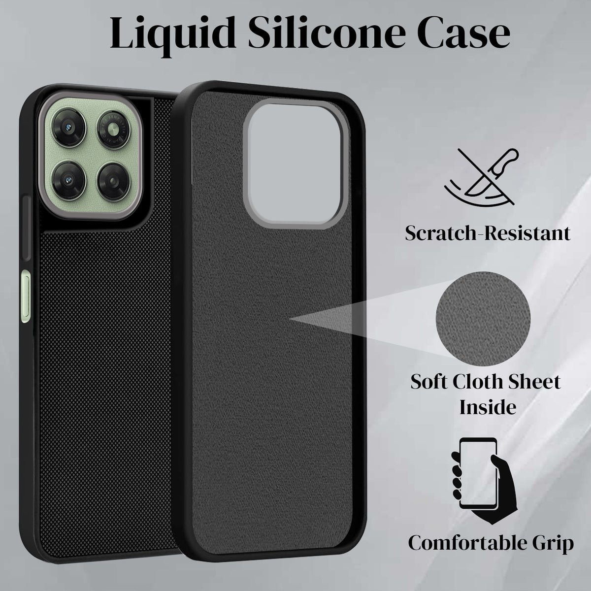 For Motorola Moto G77 Power Back Cover Case Rubberised (Textured Grip Design| Micro-Fiber Cloth Inside | Slim and Light Weight | Soft Touch and Feel)