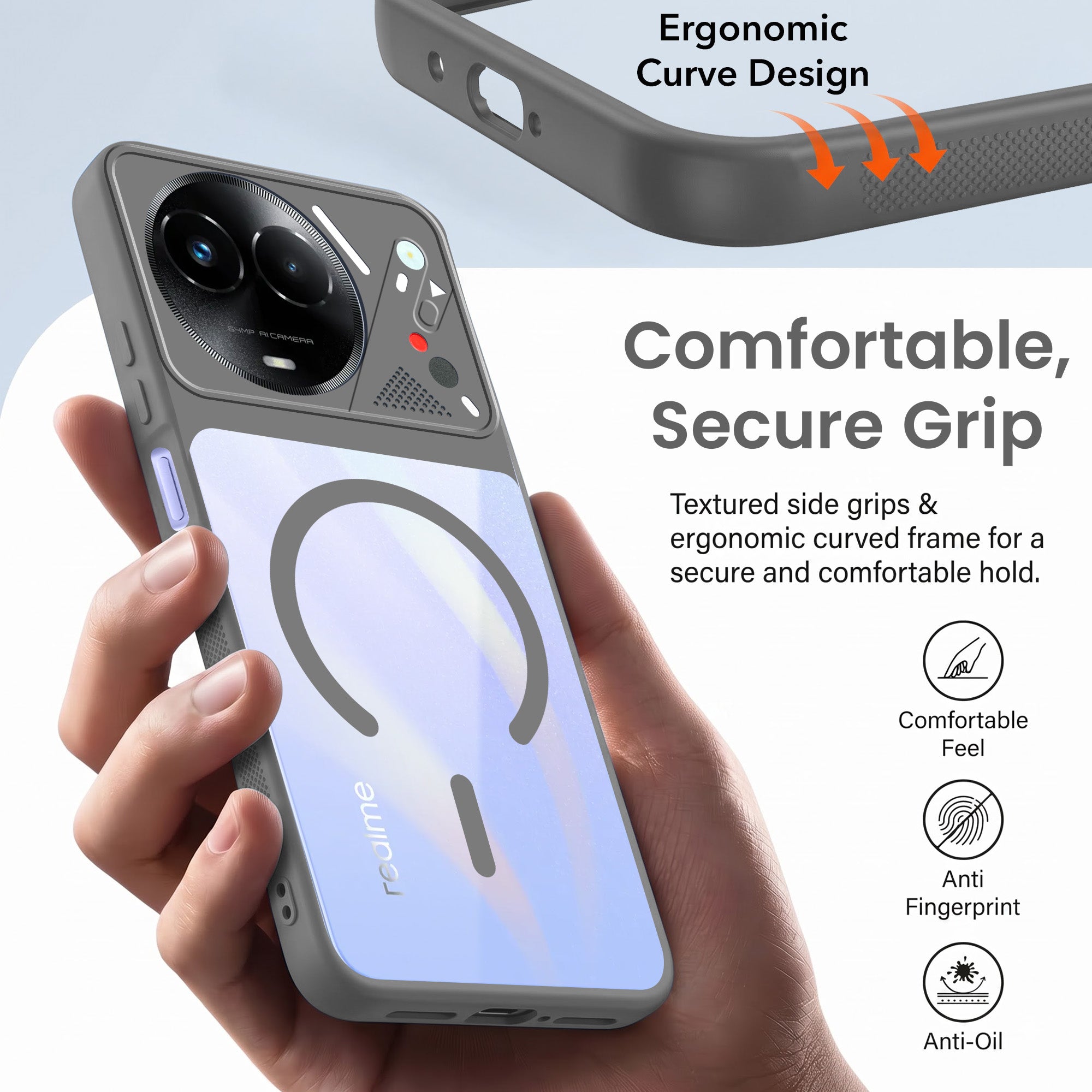 For Realme 11 5G | Realme 11x 5G Back Cover Case Lifetime Anti-Yellow Clear (Camera Protection | Side Grip | Wireless MagSafe Compatible)