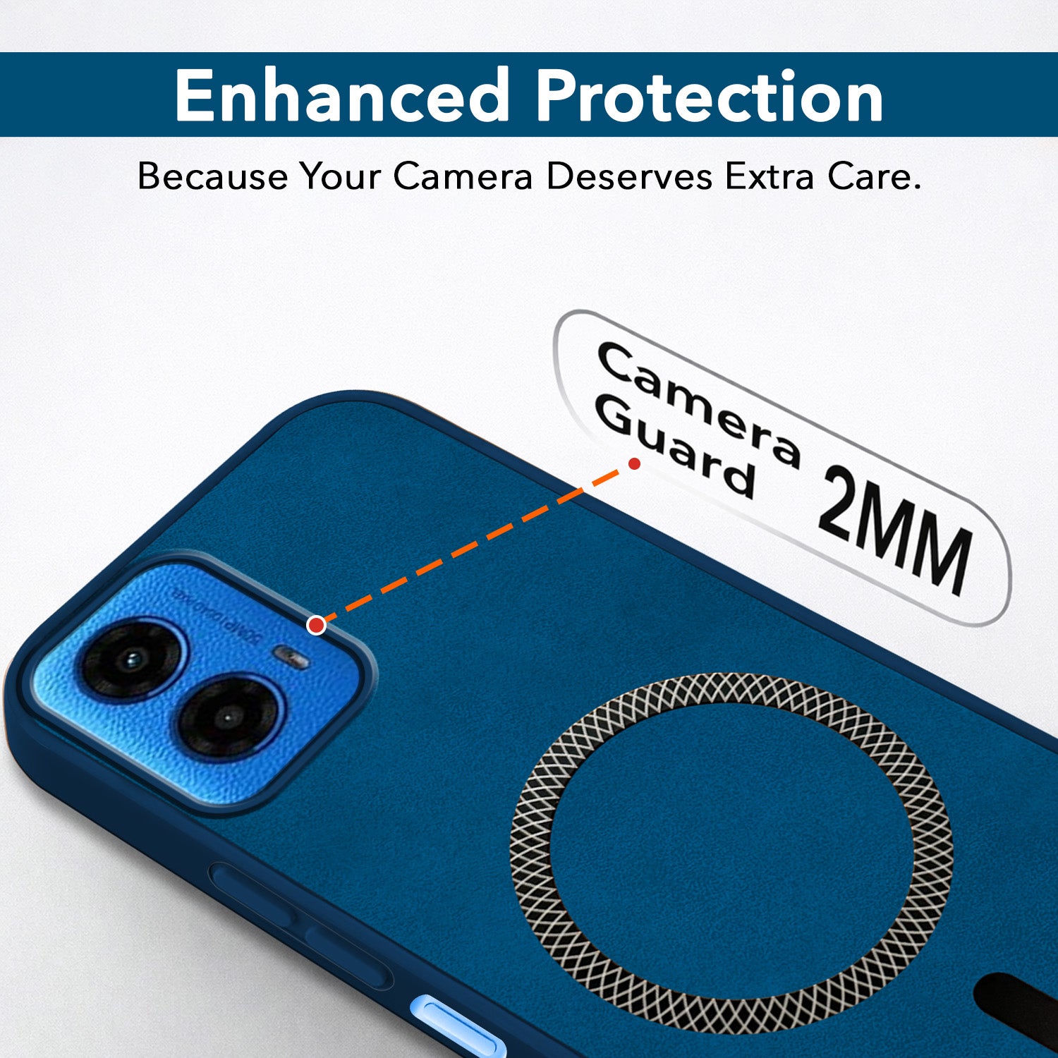 For Motorola Moto G45 Back Cover Case Leather Finish (MagSafe Compatible Wireless Charging | Soft Touch | Camera Bump Protection)