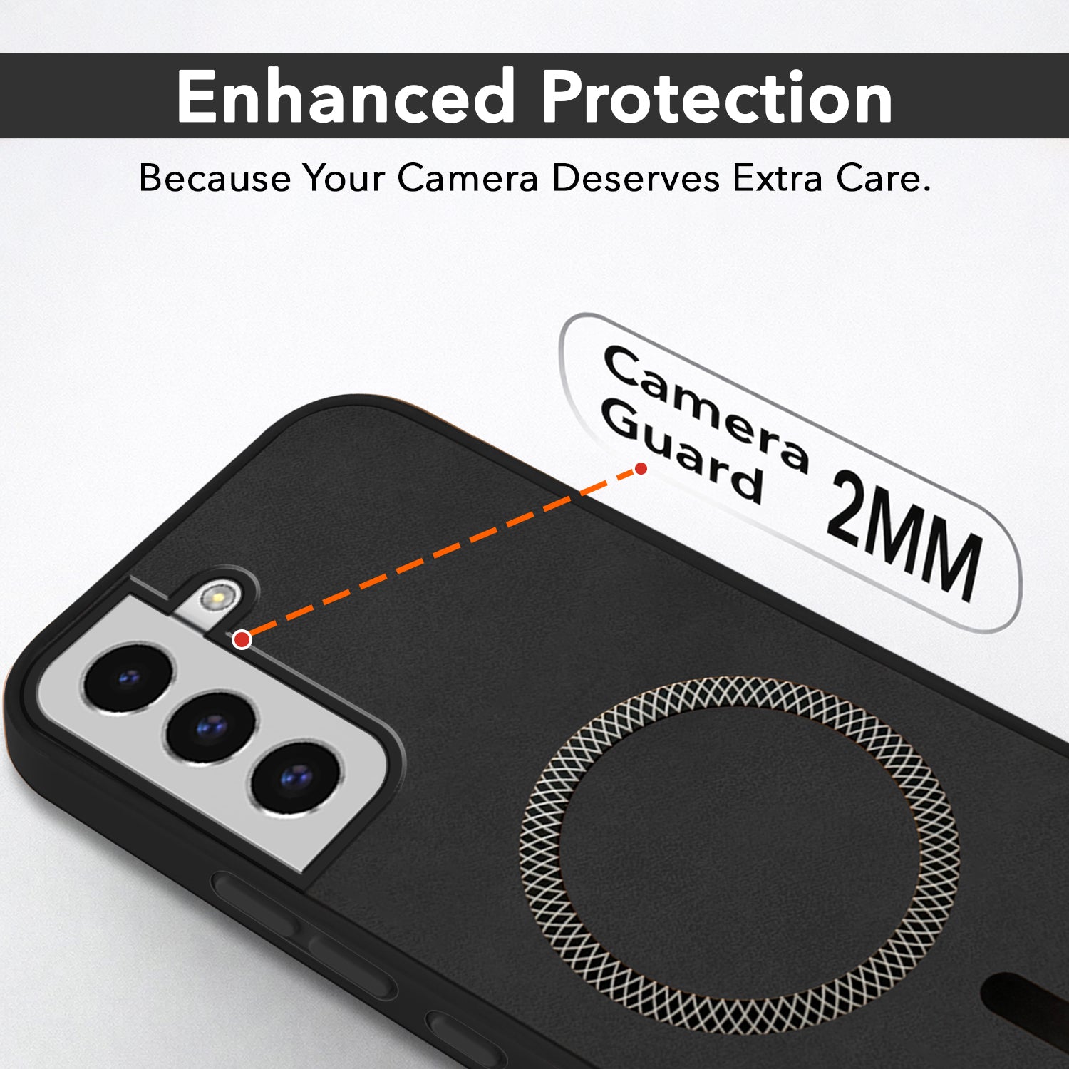 For Samsung Galaxy S22 Back Cover Case Leather Finish (MagSafe Compatible Wireless Charging | Soft Touch | Camera Bump Protection)