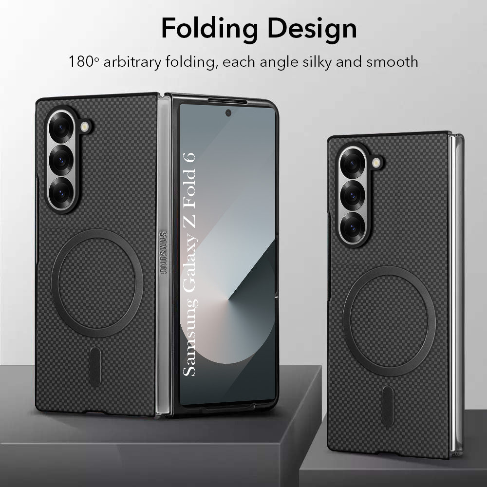 For Samsung Galaxy Z Fold 6 5G Back Case Cover (MagSafe Wireless Charging Compatible | Hexa Leather Finish | Inside Microfiber Cloth)