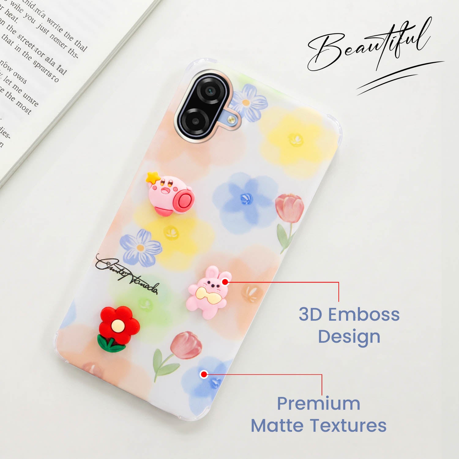 For Samsung Galaxy A07 5G | F70e 5G Back Cover Case (3D Cute Cartoons | Hard Back Side Soft | Matte Premium Finish | HD Printing)