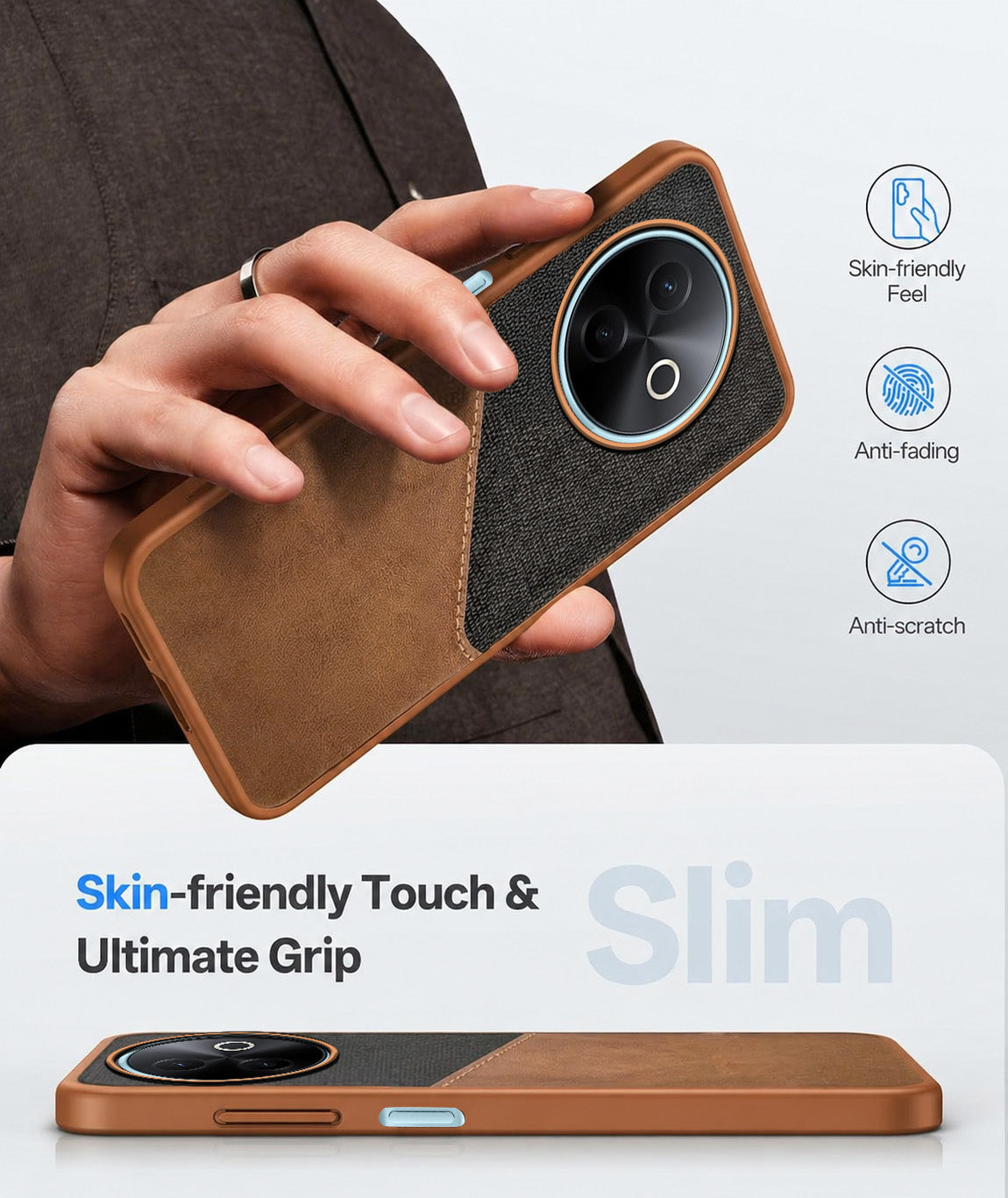 For Vivo Y39 Back Cover Case (Dual PU Leather Stitch | Professional Minimalist | Soft and Flexible)