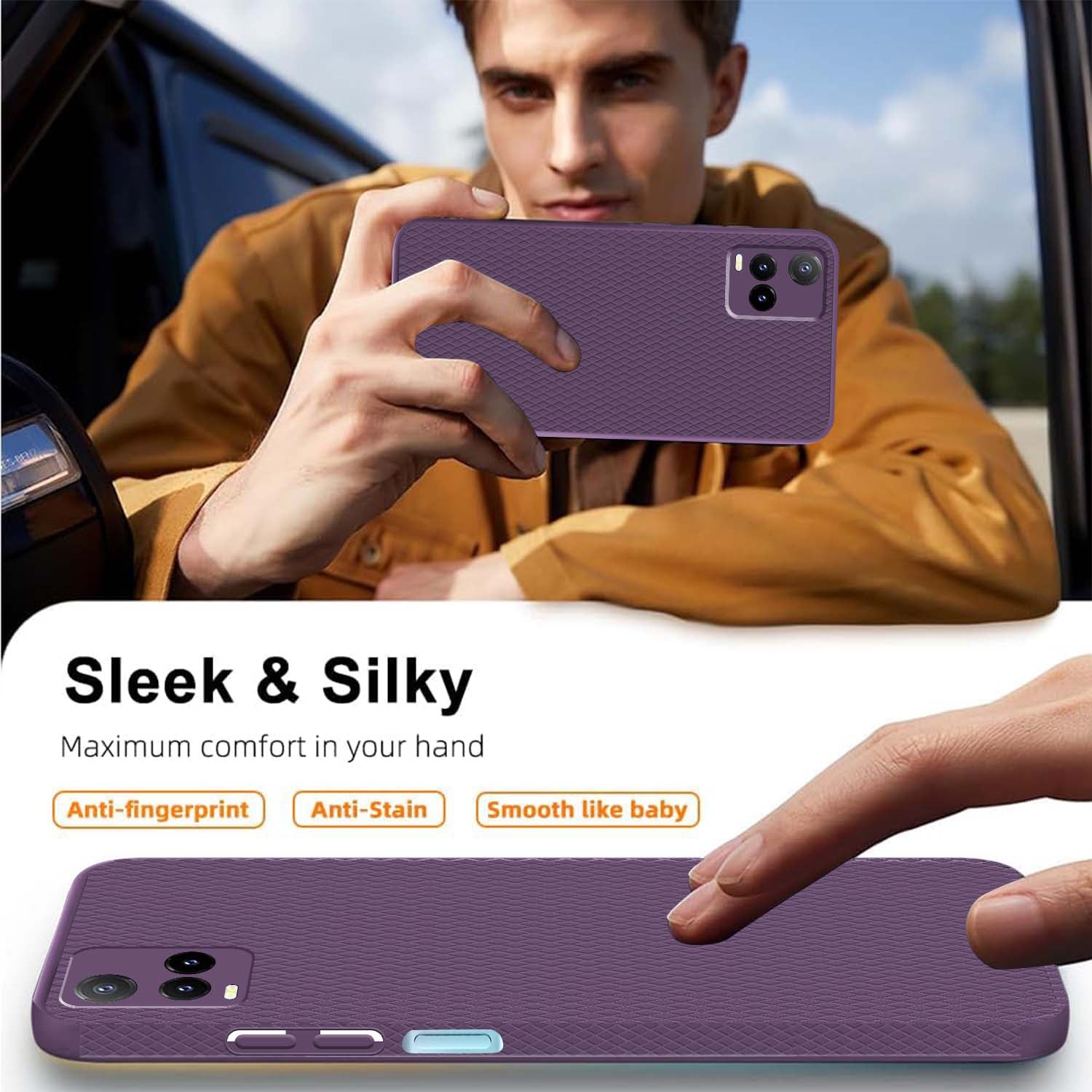 For Vivo T1x 4G  Back Cover Case (Liquid Silicone | Side Grip | Camera Protection)