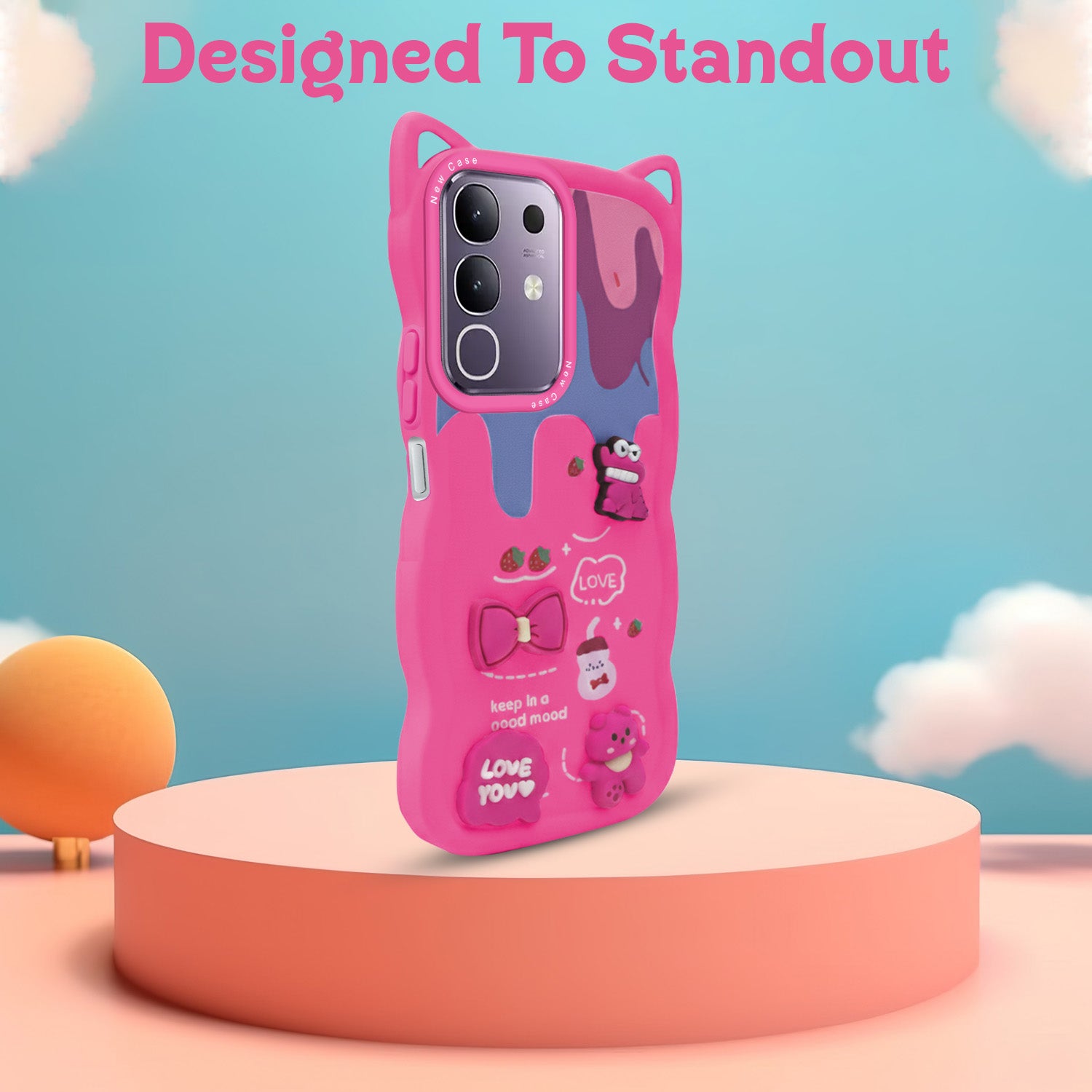 For Vivo T4x | Vivo Y31 Pro Back Case Cover Strap (3D embossed Figures | Strap Holder | 360* Soft Cushion with Camera Bump)