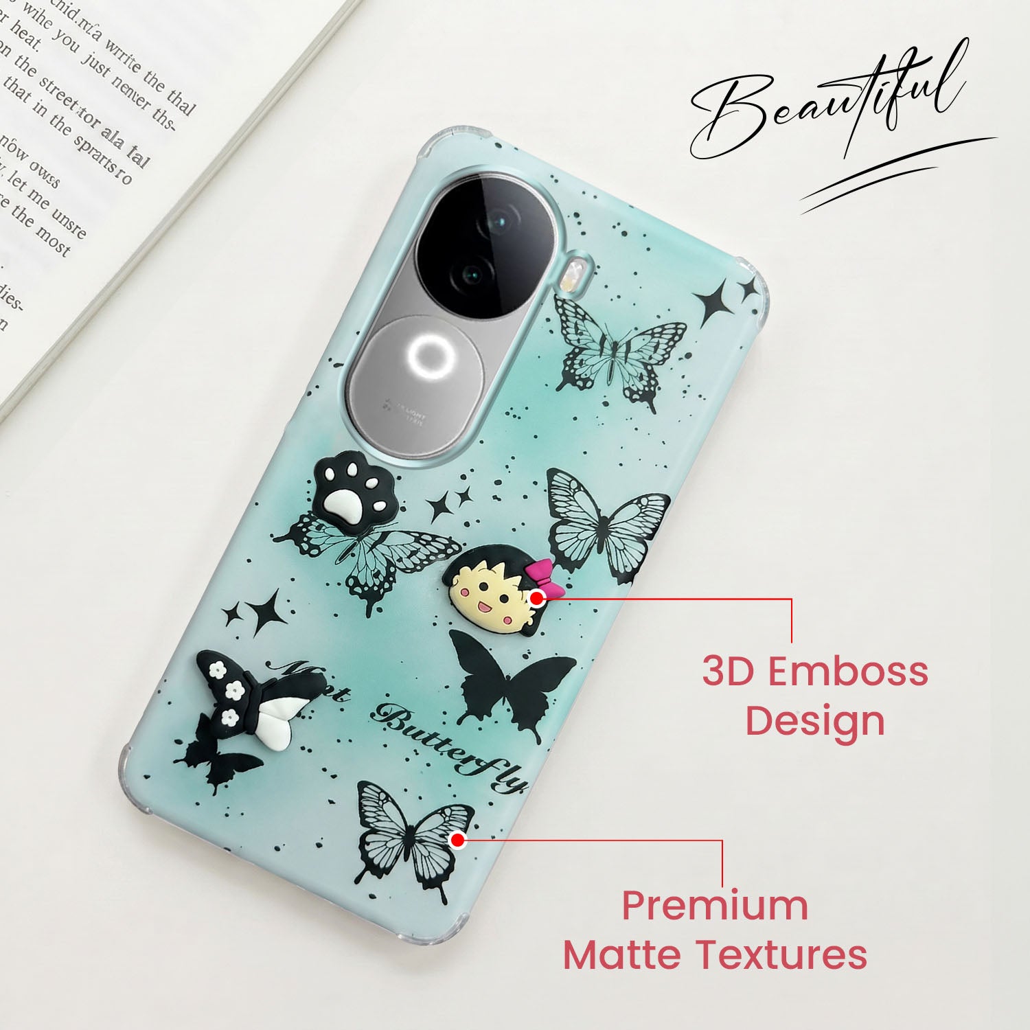 For Vivo iQOO Z9s Back Cover Case (3D Cute Cartoons | Hard Back Side Soft | Matte Premium Finish | HD Printing)