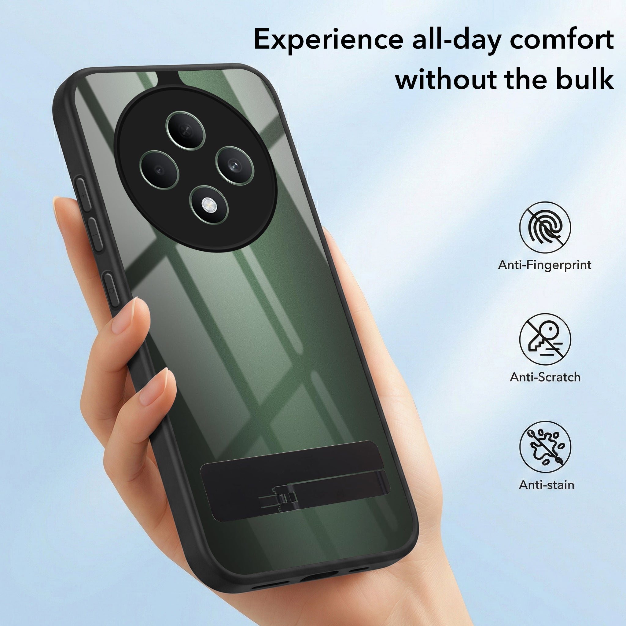 For Oppo Reno 12F Back Cover Case (Built-in Stand | Lifetime Anti Yellow | Kickstand Shockproof | Camera Protection | MagSafe Compatible)
