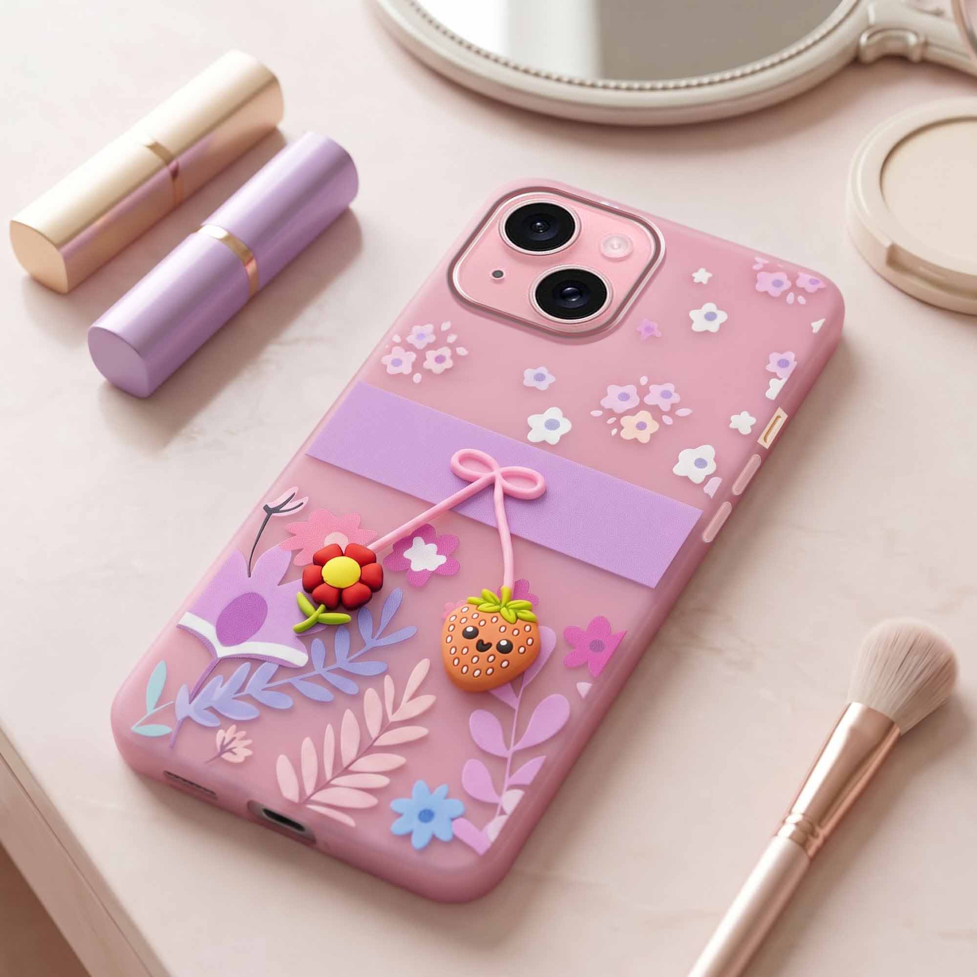 For Apple iPhone 15 Back Cover Case (3D Cute Cartoons | Hard Back Side Soft | Matte Premium Finish | HD Printing)