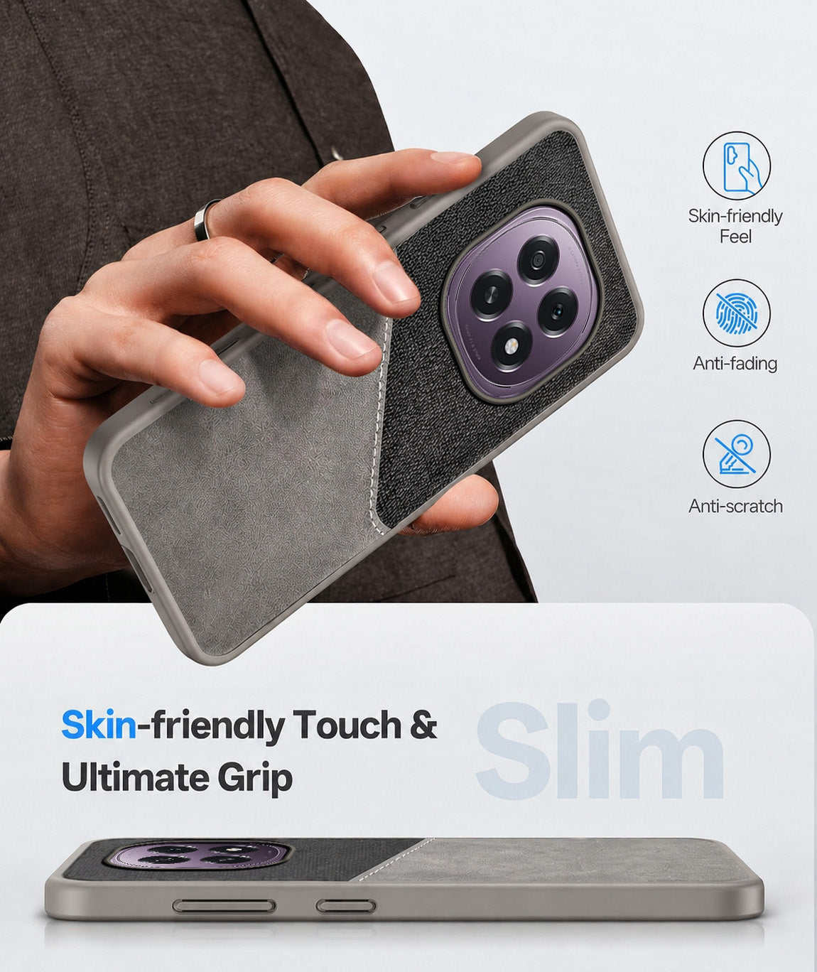 For Oppo F29 Back Cover Case (Dual PU Leather Stitch | Professional Minimalist | Soft and Flexible)
