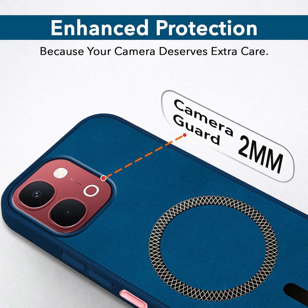 For Vivo Y31T 5G Back Cover Case Leather Finish (MagSafe Compatible Wireless Charging | Soft Touch | Camera Bump Protection)