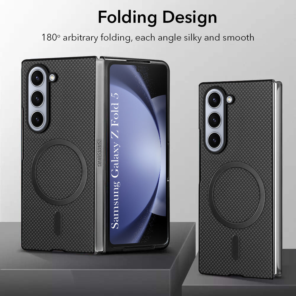 For Samsung Galaxy Z Fold 5 5G Back Case Cover (MagSafe Wireless Charging Compatible | Hexa Leather Finish | Inside Microfiber Cloth)