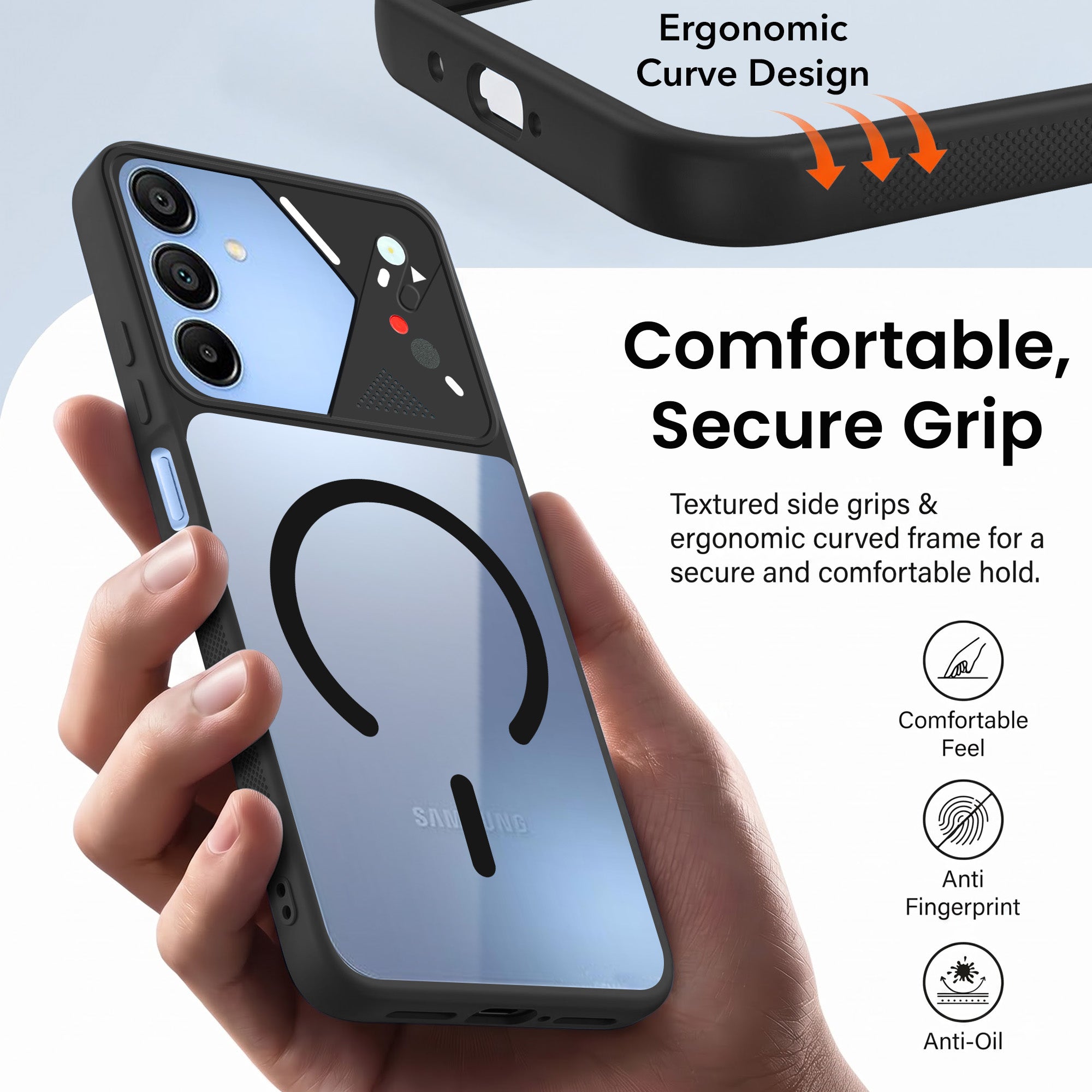 For Samsung Galaxy A15 5G Back Cover Case Lifetime Anti-Yellow Clear (Camera Protection | Side Grip | Wireless MagSafe Compatible)