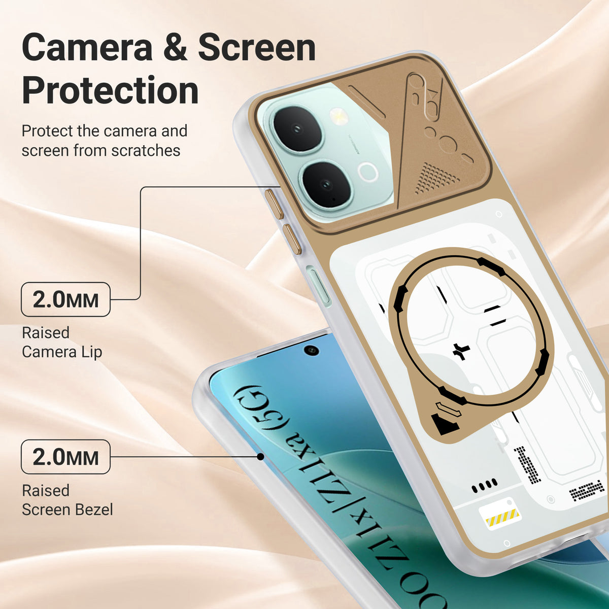 For Vivo iQOO Z11x 5G | Vivo iQOO Z11xa Metallic Back Cover Case (Metallic Camera Protection & Buttons | Translucent Milky Shade | Hard Polycarbonate)