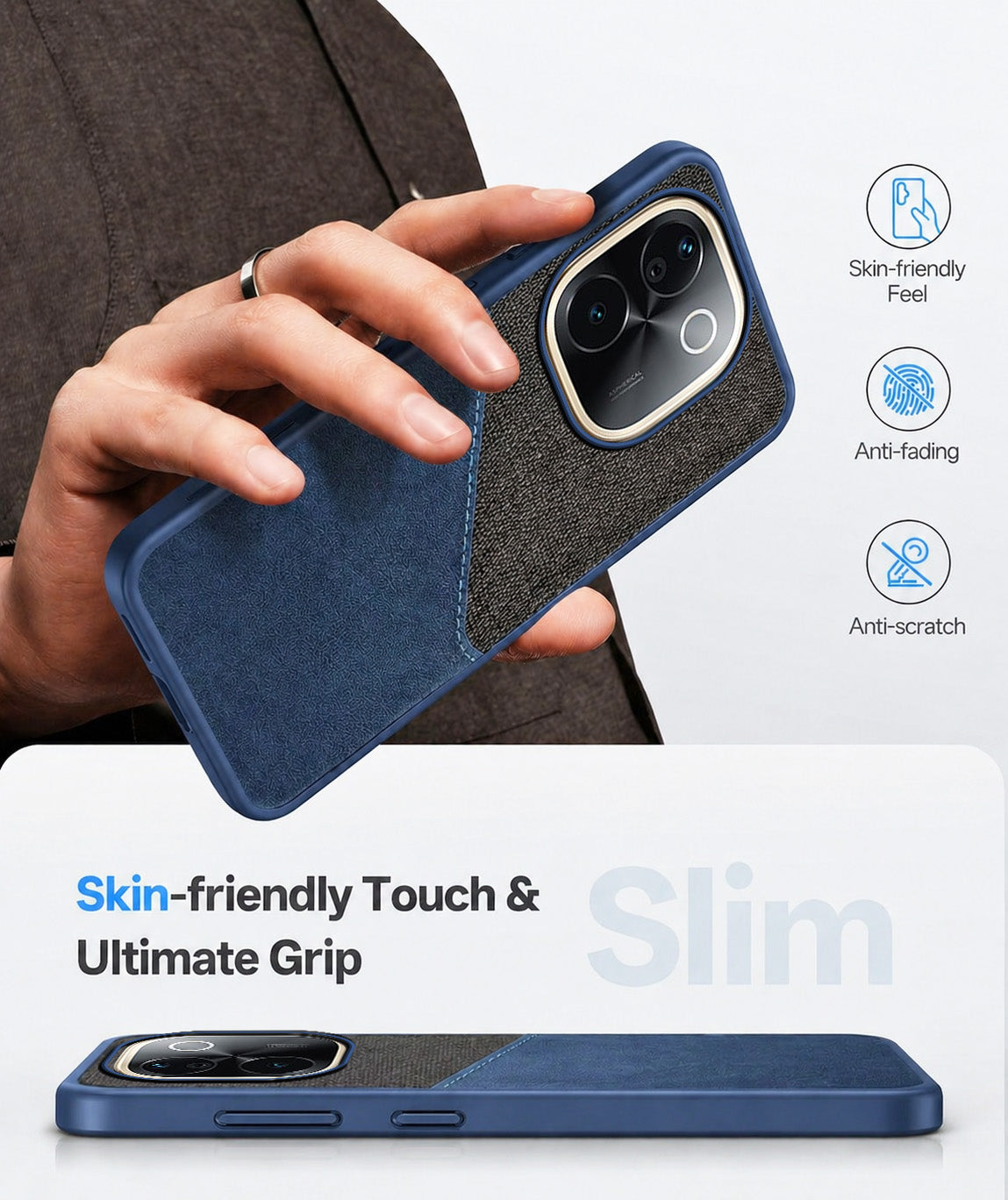 For Vivo iQOO Z9s Pro Back Cover Case (Dual PU Leather Stitch | Professional Minimalist | Soft and Flexible)