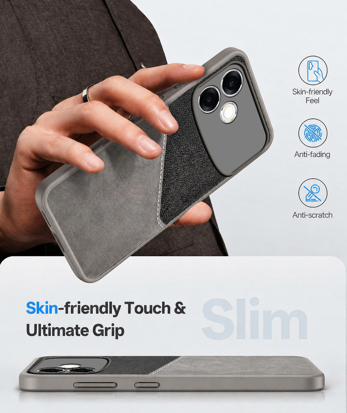 For Oppo F33 Pro 5G Back Cover Case (Dual PU Leather Stitch | Professional Minimalist | Soft and Flexible)