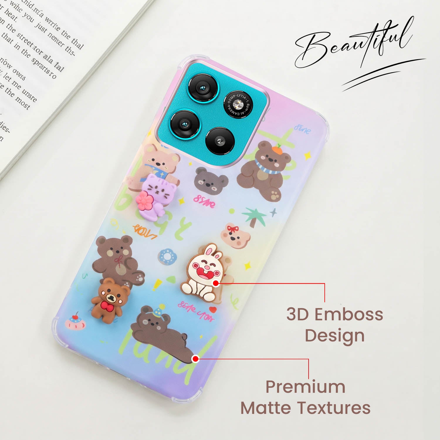 For Motorola Moto G67 Power | G57 Power Back Cover Case (3D Cute Cartoons | Hard Back Side Soft | Matte Premium Finish | HD Printing)