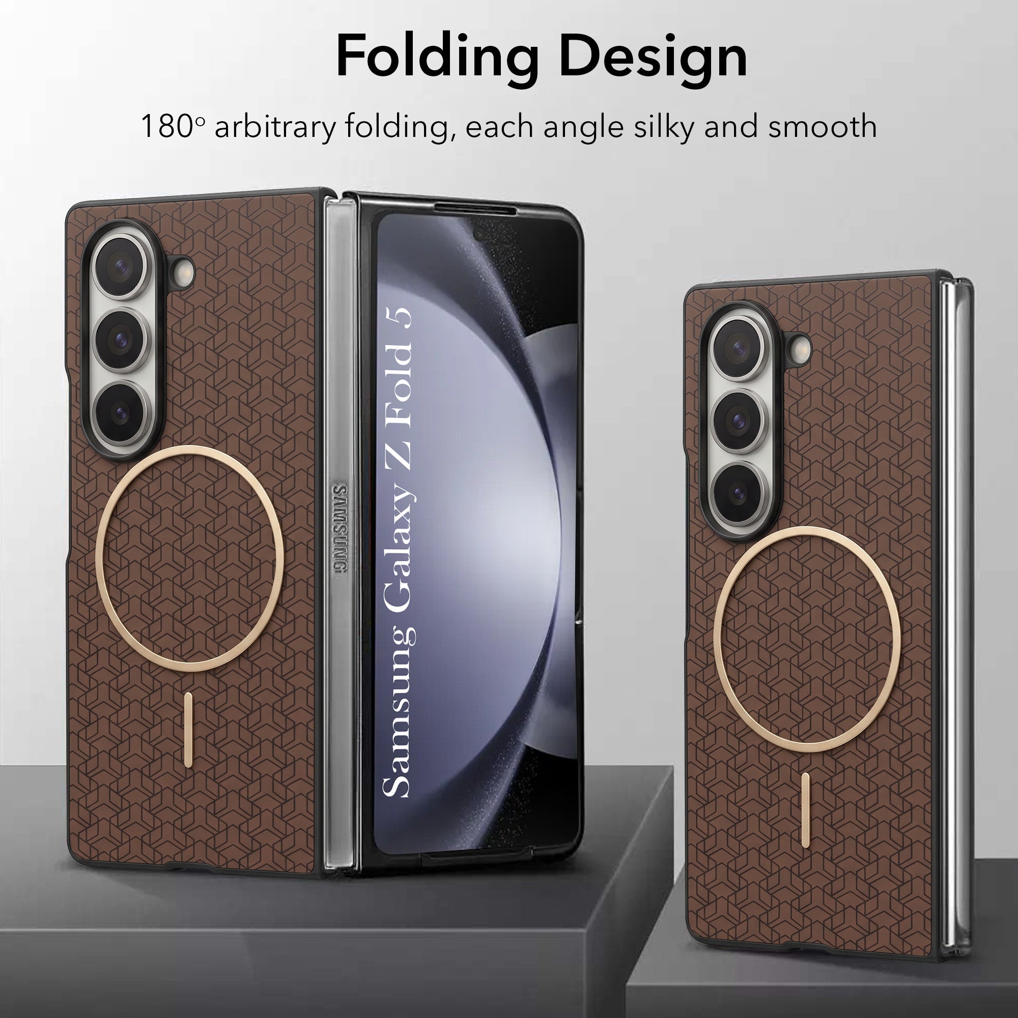 For Samsung Galaxy Z Fold 5 Back Cover Case Leather Finish (MagSafe Wireless Charging Compatible | Inside Microfiber Cloth)