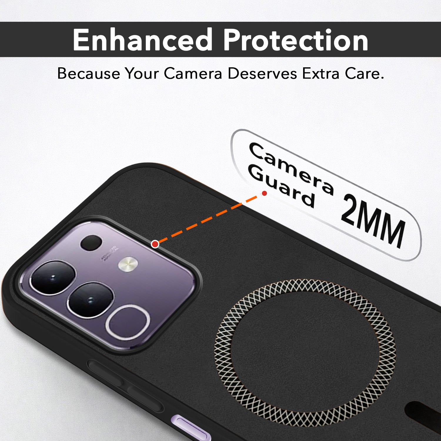For Vivo T4x | Vivo Y31 Pro Back Cover Case Leather Finish (MagSafe Compatible Wireless Charging | Soft Touch | Camera Bump Protection)