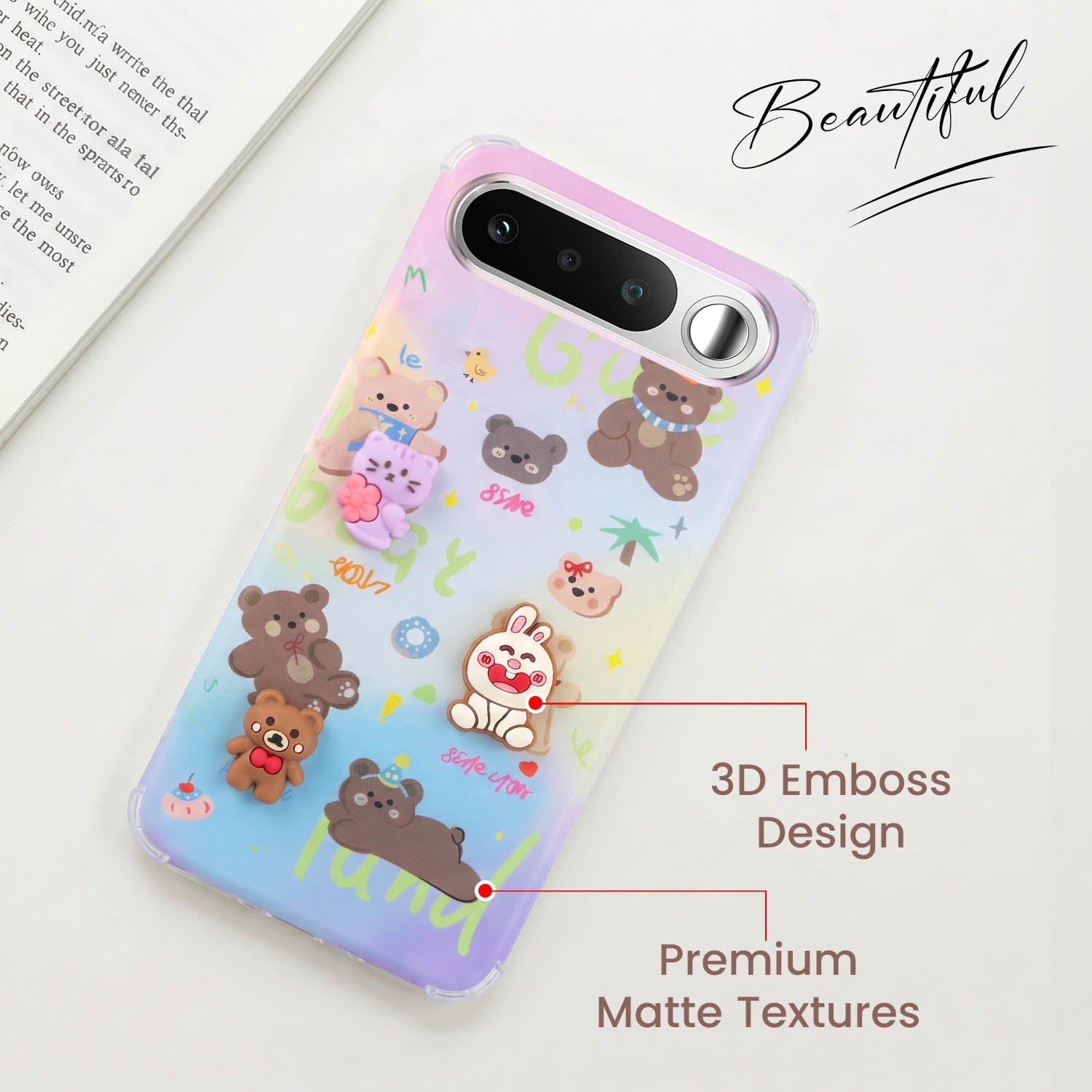 For Realme 16 Back Cover Case (3D Cute Cartoons | Hard Back Side Soft | Matte Premium Finish | HD Printing)