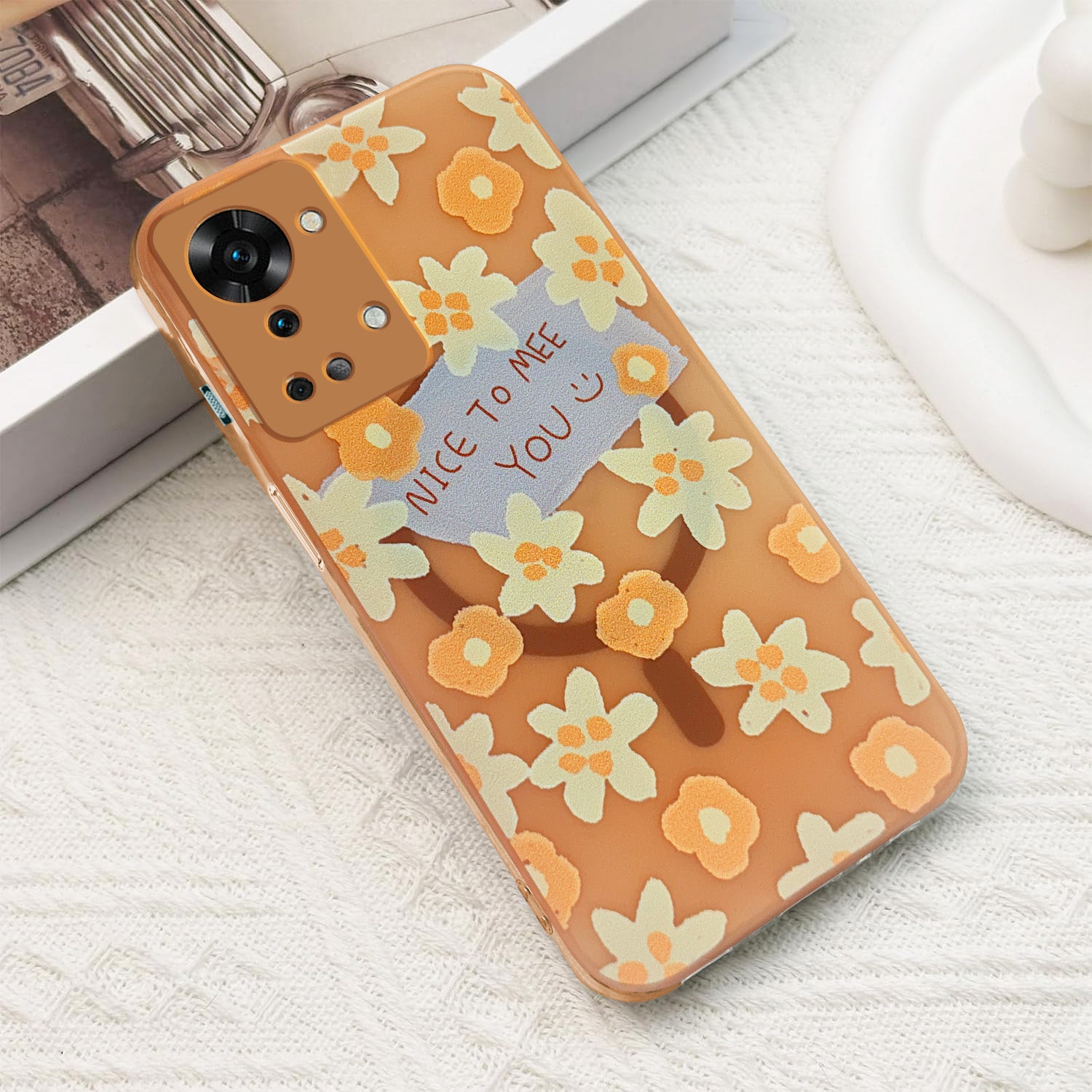 For OnePlus Nord 2T Back Cover Case (Cute Floral Design | Flower Print for Girls | MagSafe Compatible Wireless Charging)