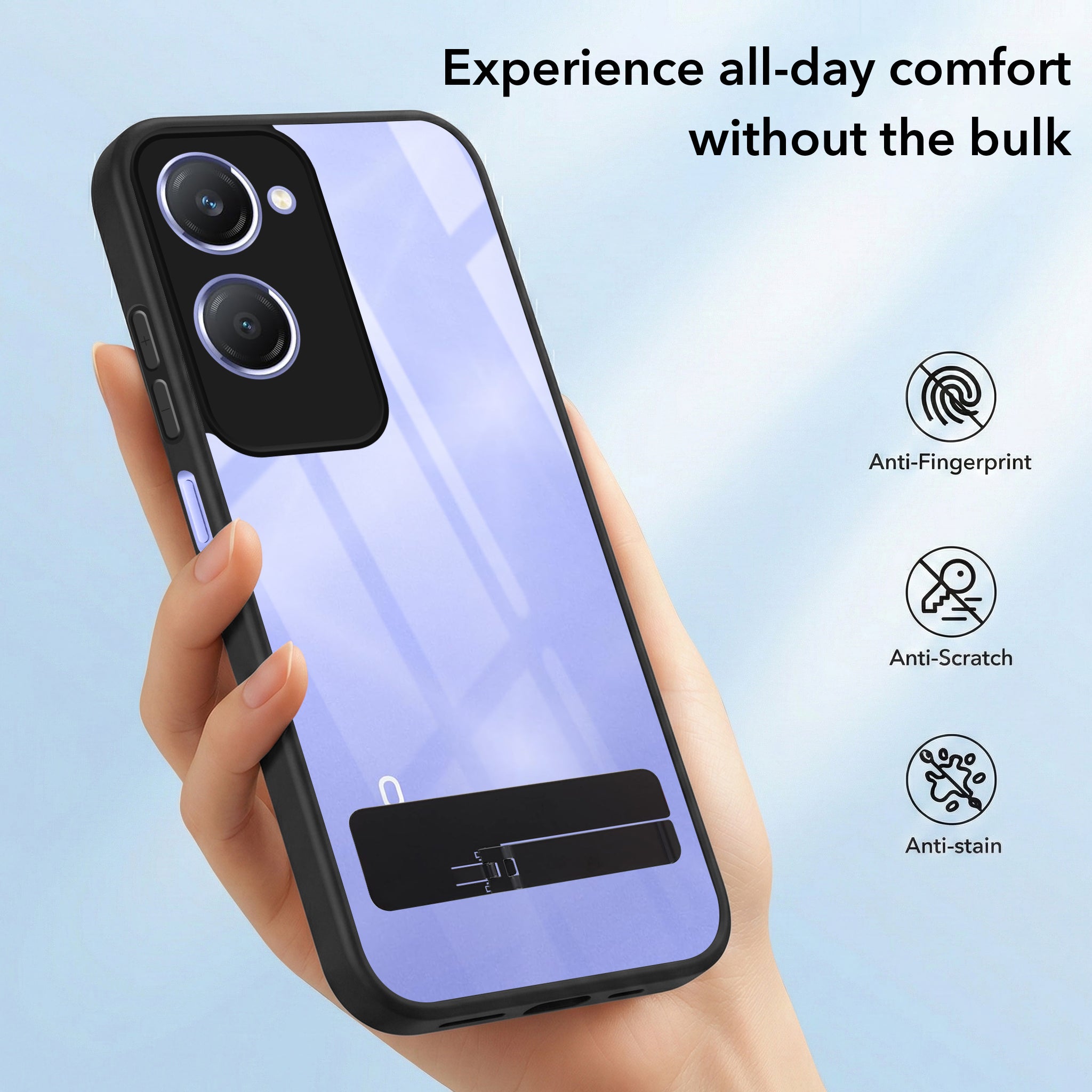 For Vivo Y28s 5G | Vivo T3 Lite 5G Back Cover Case (Built-in Stand | Lifetime Anti Yellow | Kickstand Shockproof | Camera Protection | MagSafe Compatible)