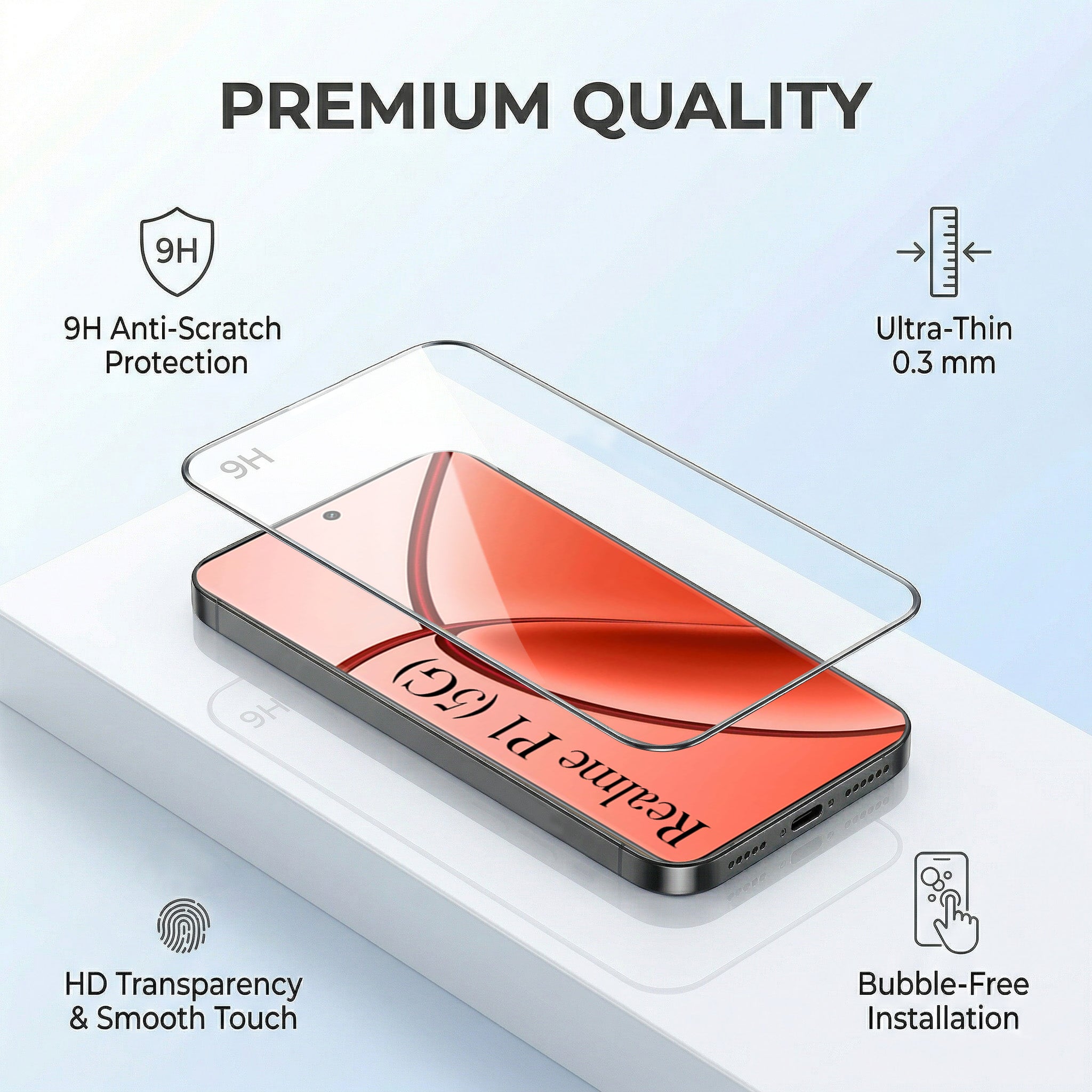 For Realme P1 5G Combo with Back Cover and 9H Tempered Glass (Lifetime Anti-Yellow | Crystal Clear Shockproof | Oleophobic Coating Screen Glass)