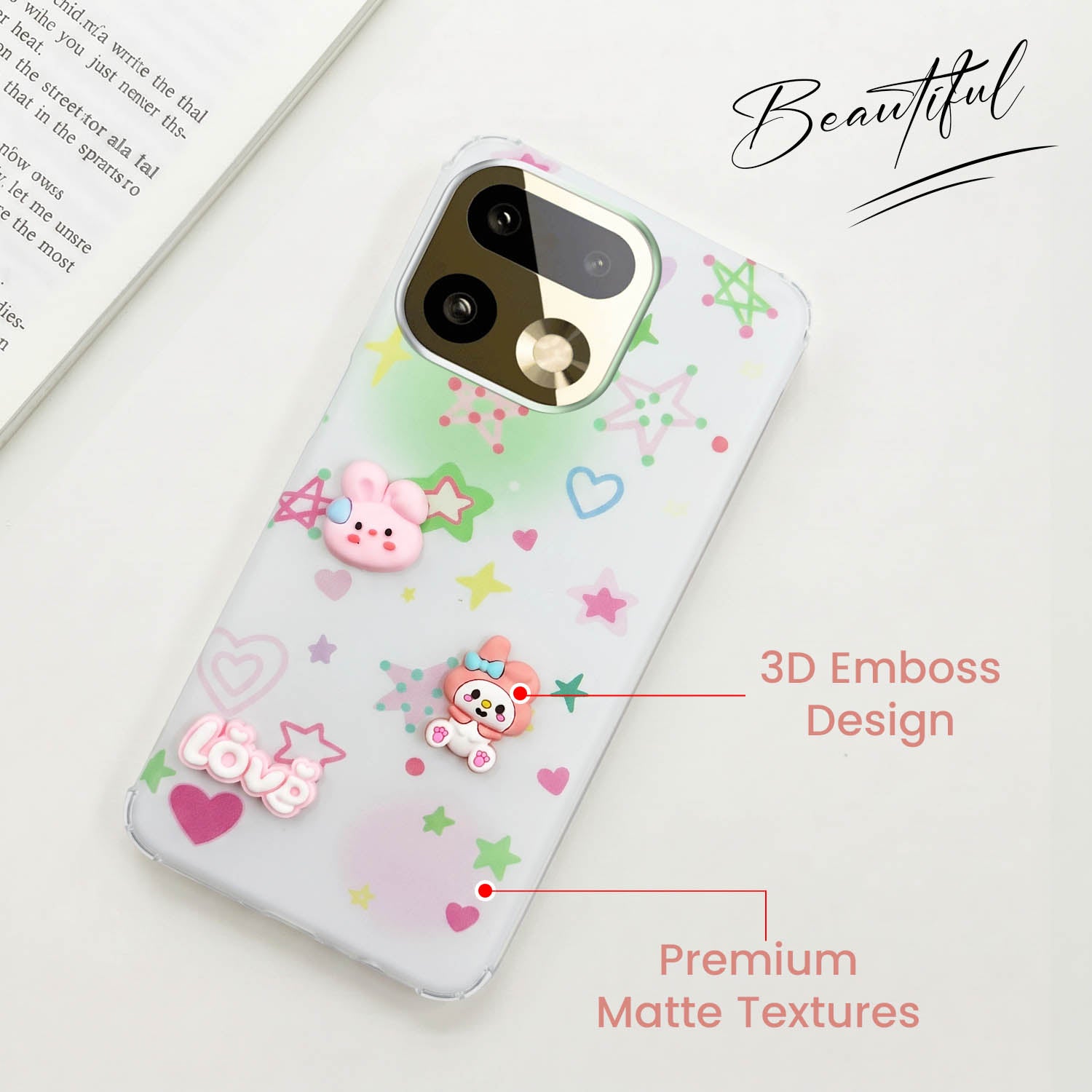 For Realme 16 Pro Plus 5G Back Cover Case (3D Cute Cartoons | Hard Back Side Soft | Matte Premium Finish | HD Printing)
