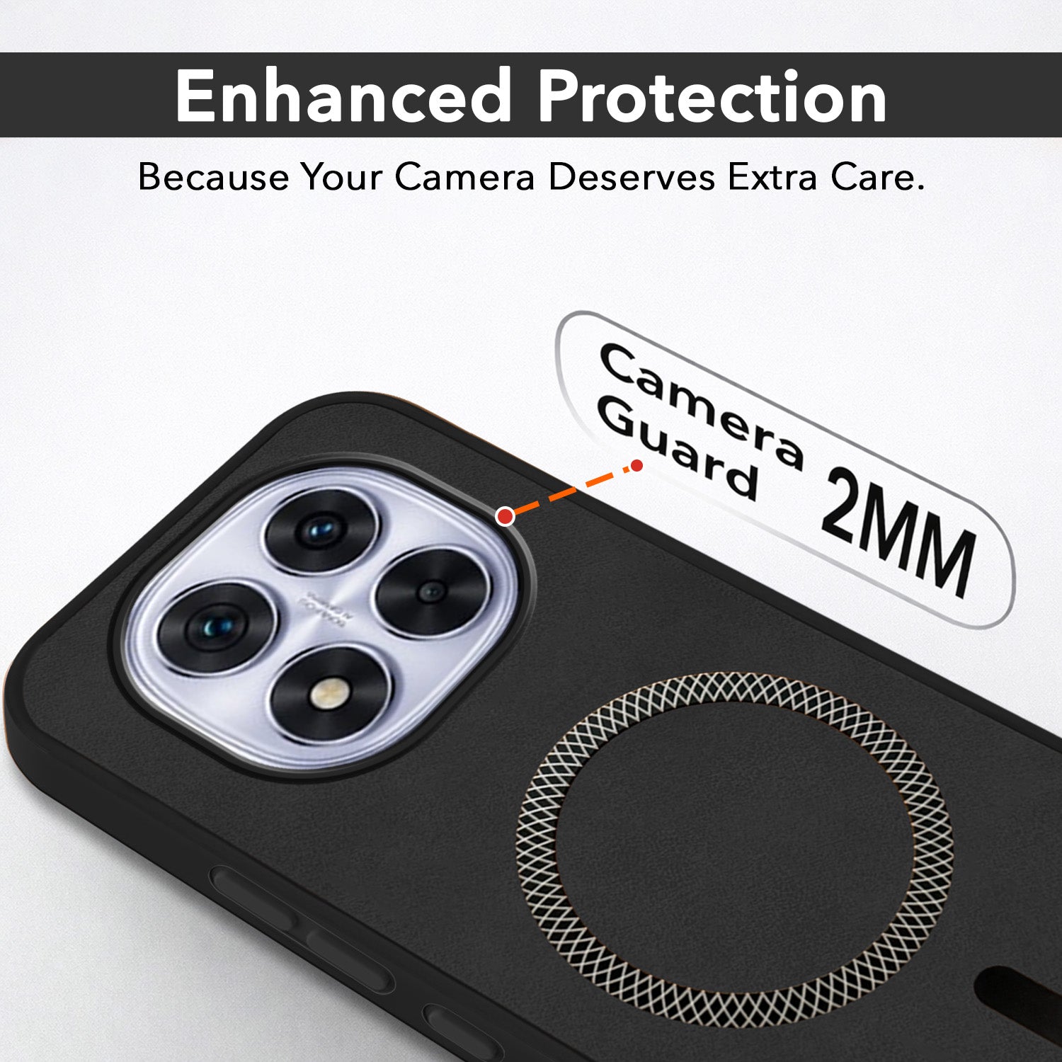 For Redmi Note 14 Pro Back Cover Case Leather Finish (MagSafe Compatible Wireless Charging | Soft Touch | Camera Bump Protection)