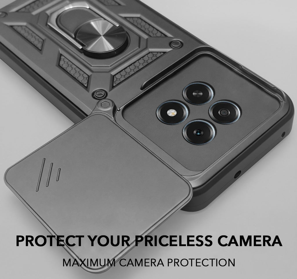 For Oppo F29 Back Cover Case Hybrid Armor (Sliding Shutter Camera Protection | Polycarbonate |Ring Holder Kickstand)