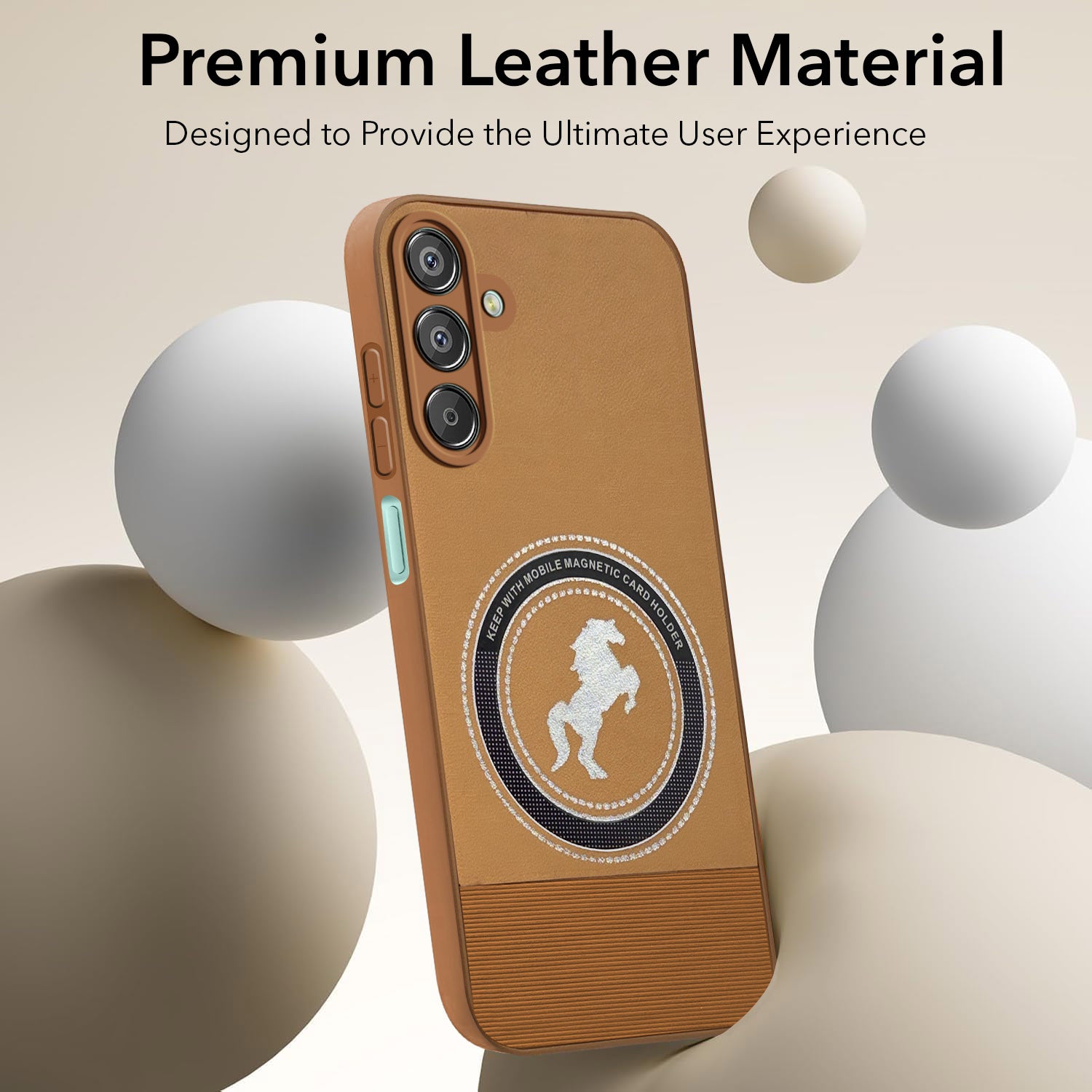 For Samsung Galaxy F15 5G Back Cover Case PU Leather Finish  (Professional Minimalist Texture | MagSafe Compatile | Camera Protection | Sleek Sober Formal)