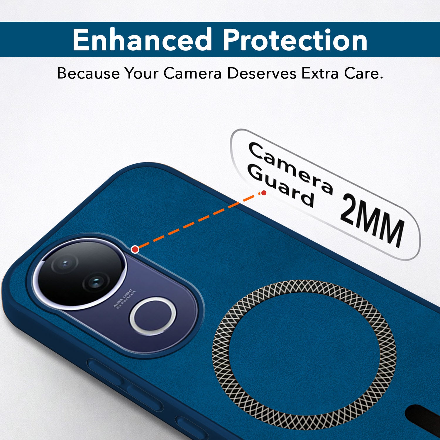 For Vivo T4R Back Cover Case Leather Finish (MagSafe Compatible Wireless Charging | Soft Touch | Camera Bump Protection)